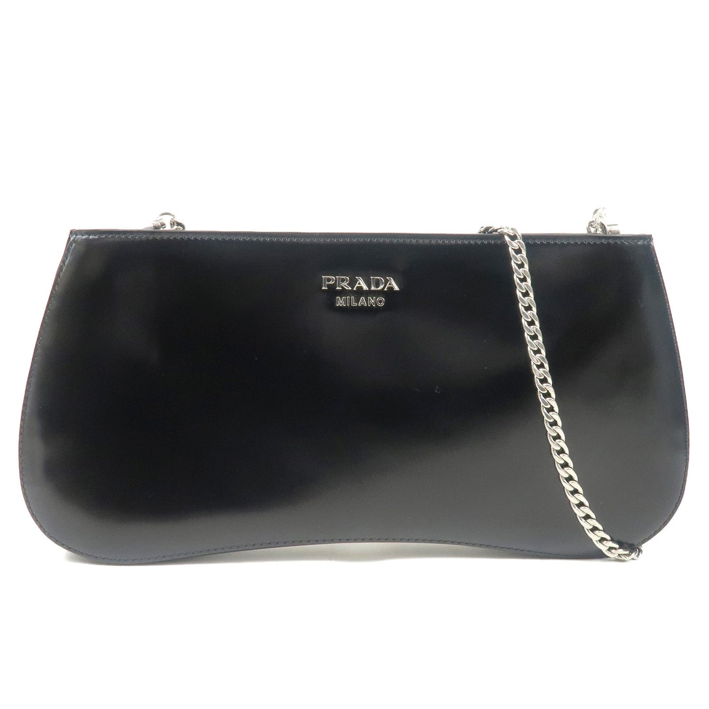 PRADA Sydney Leather 2Way Chain Shoulder Bag Black 1BF085