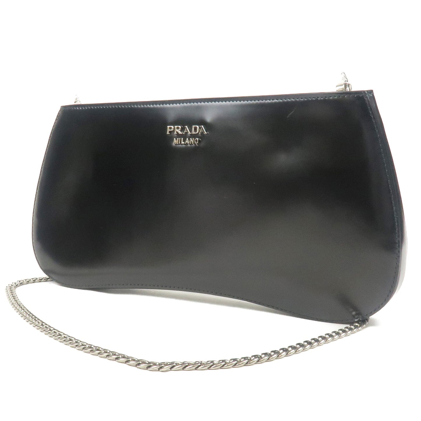 PRADA Sydney Leather 2Way Chain Shoulder Bag Black 1BF085