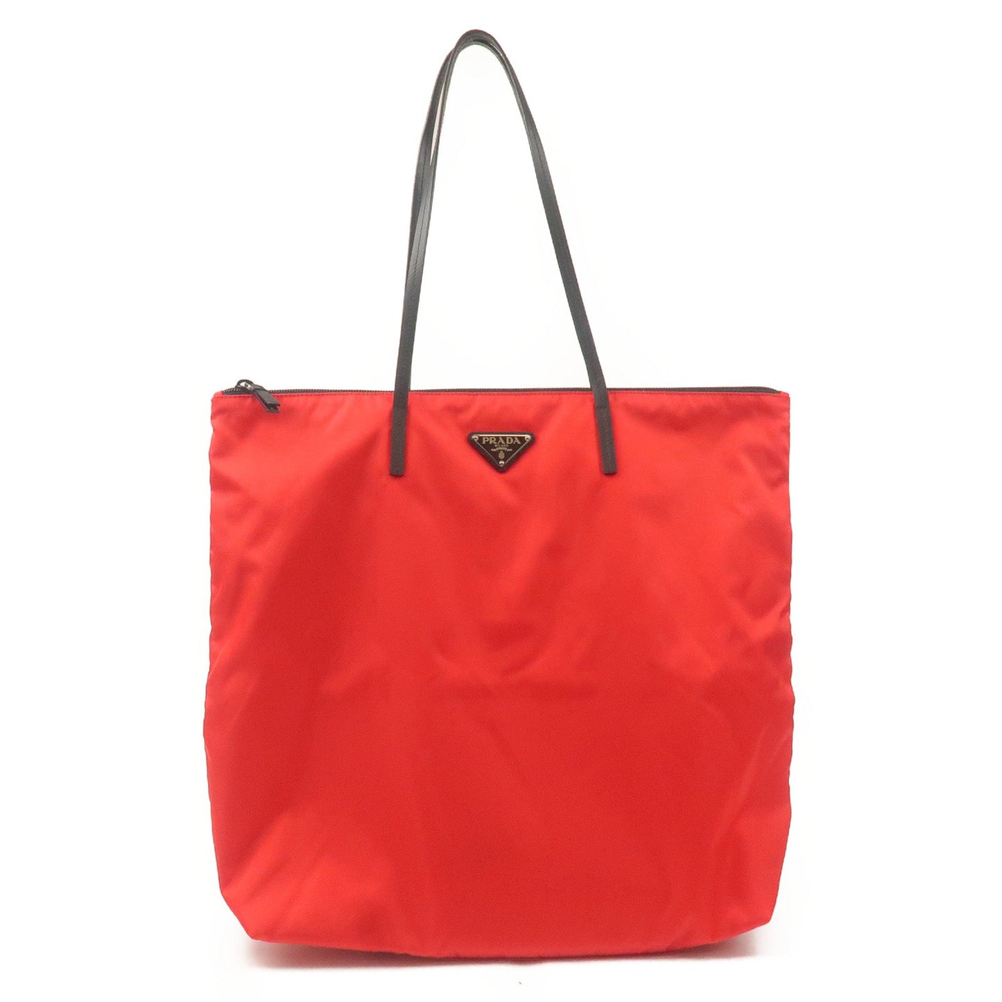 PRADA Nylon Leather Tote Bag Red NERO Black 1BY300