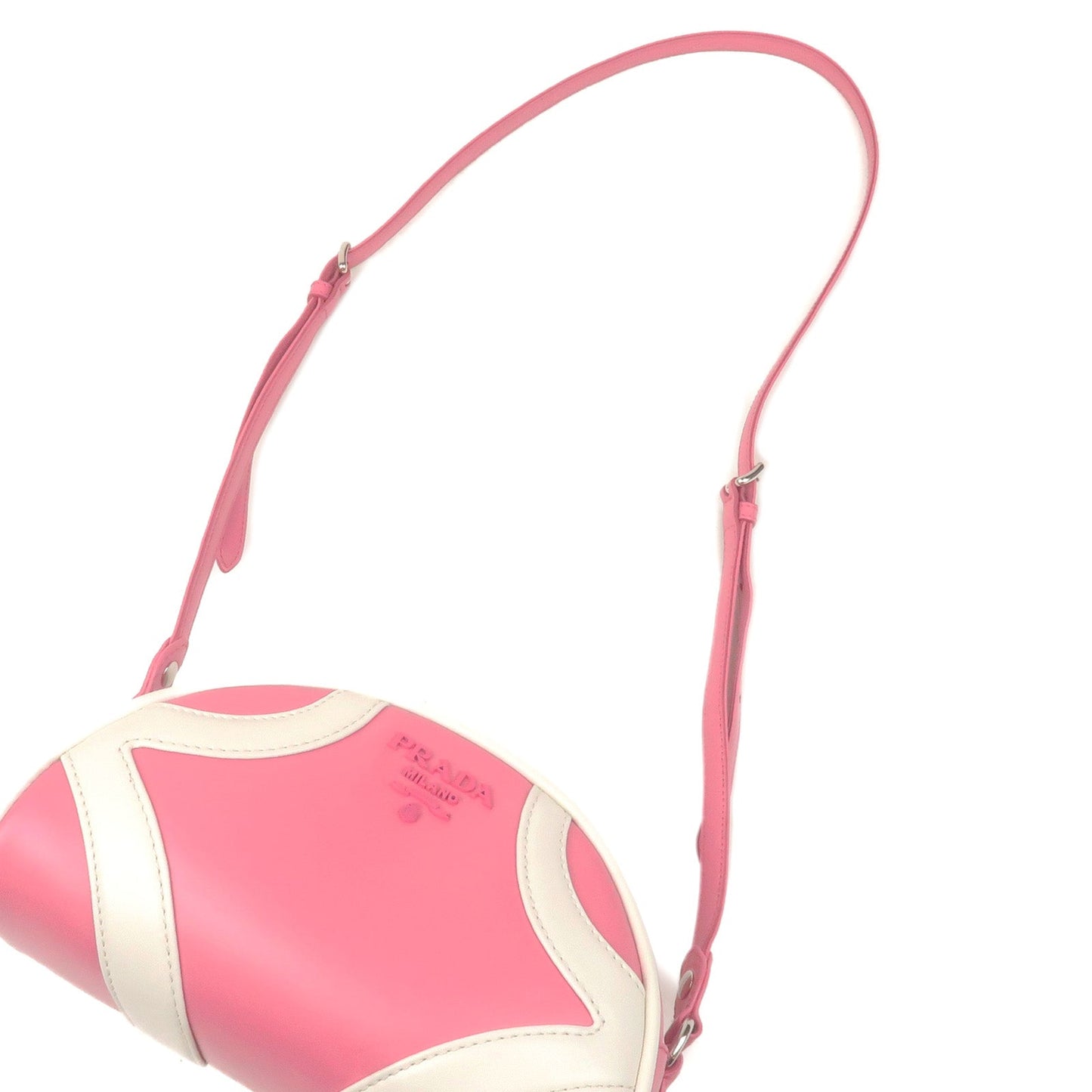 PRADA Leather Shoulder Bag BEGONIA BIAN Pink White 1BH140