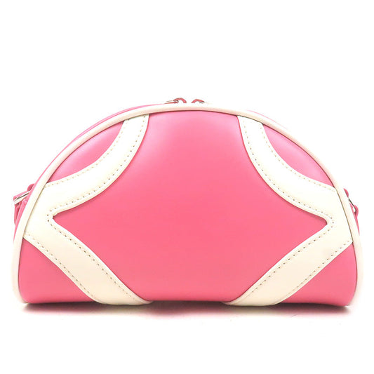 PRADA Leather Shoulder Bag BEGONIA BIAN Pink White 1BH140