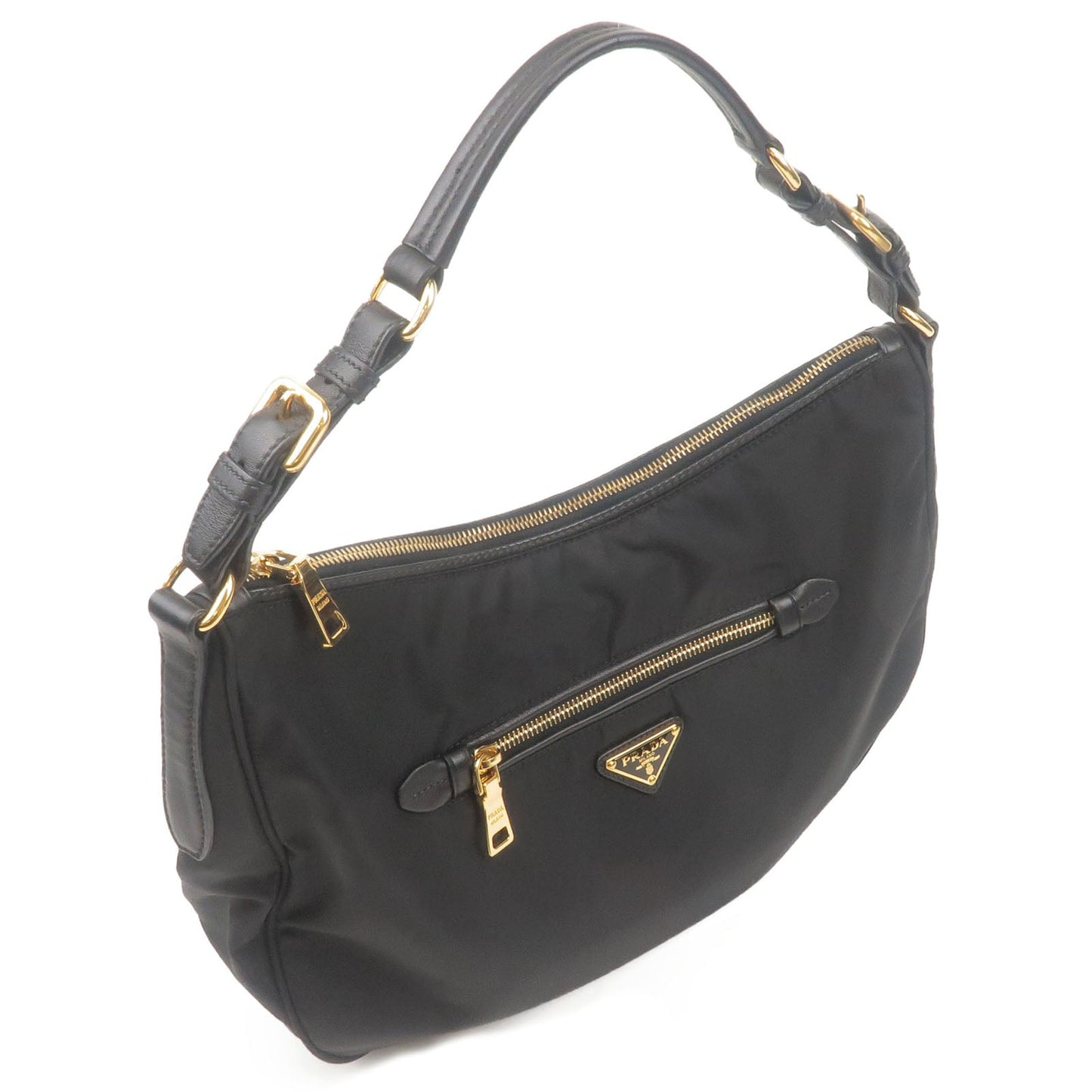 PRADA Nylon Leather Shoulder Bag Purse NERO Black BR4885