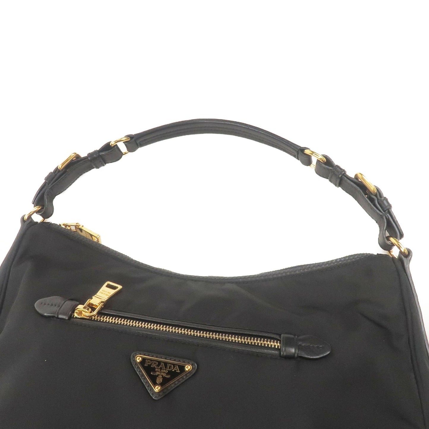 PRADA Nylon Leather Shoulder Bag Purse NERO Black BR4885