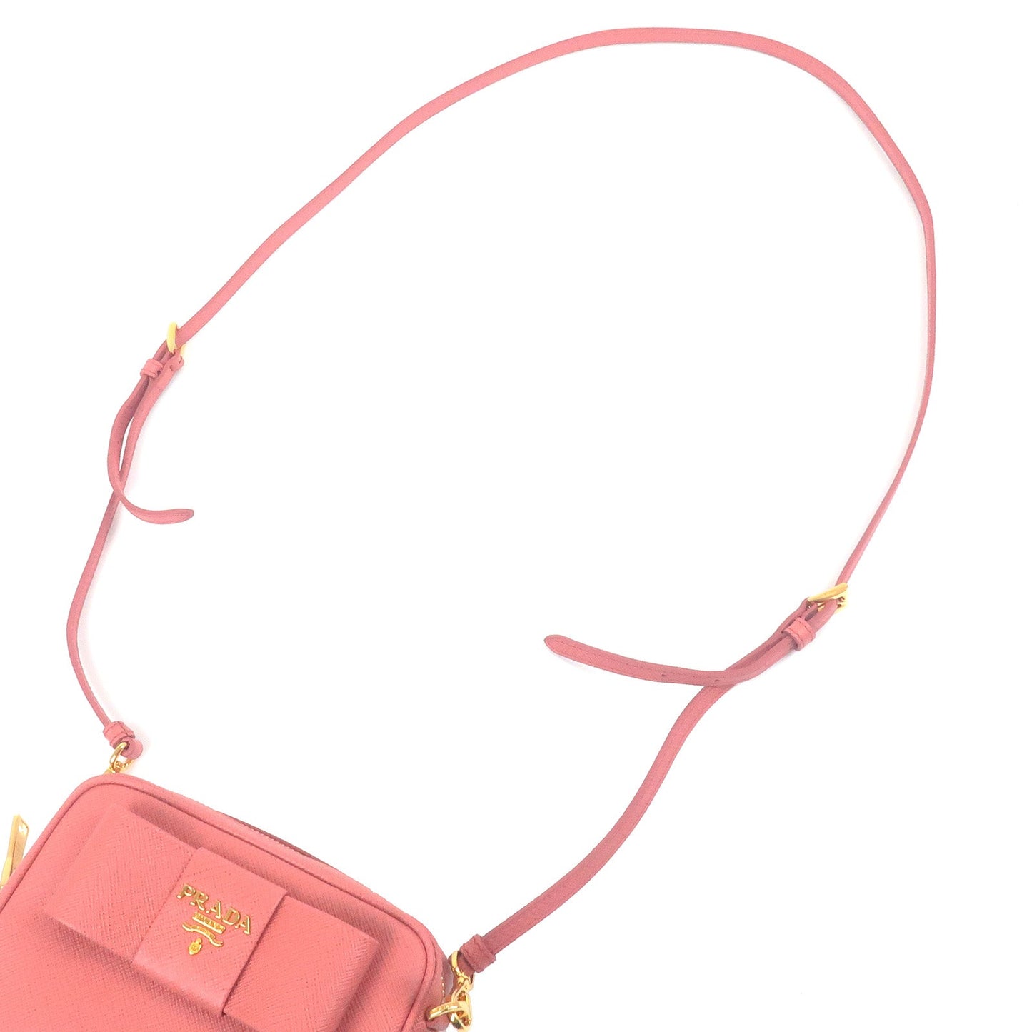 PRADA Ribbon Leather Shoulder Bag Purse TAMARIS Pink 1NF674