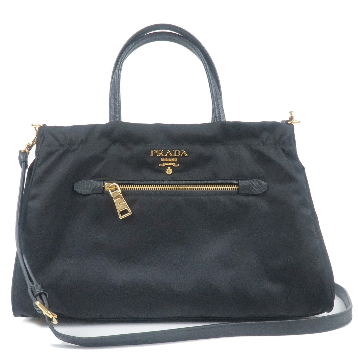 PRADA Nylon Leather 2Way Hand Bag Shoulder Bag Black 1BA843