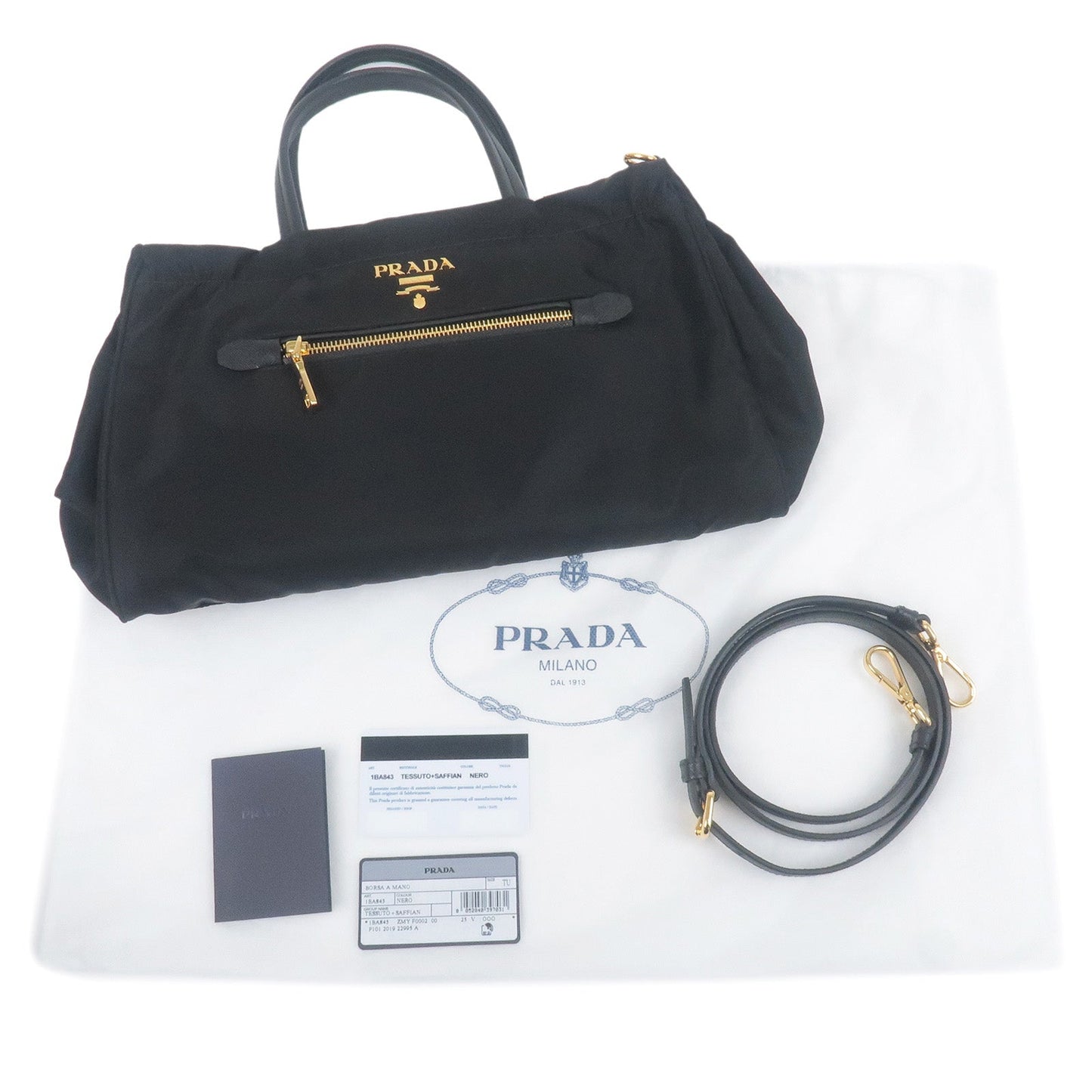 PRADA Nylon Leather 2Way Hand Bag Shoulder Bag Black 1BA843