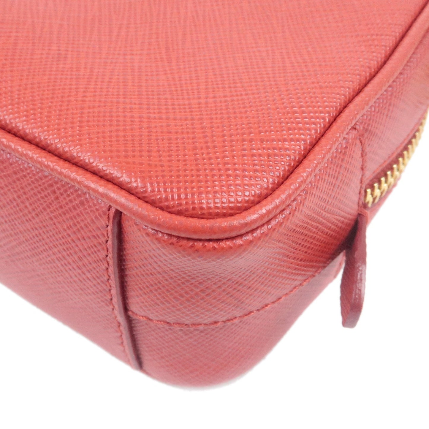 PRADA Leather Shoulder Bag Purse FUOCO Red 1NF674