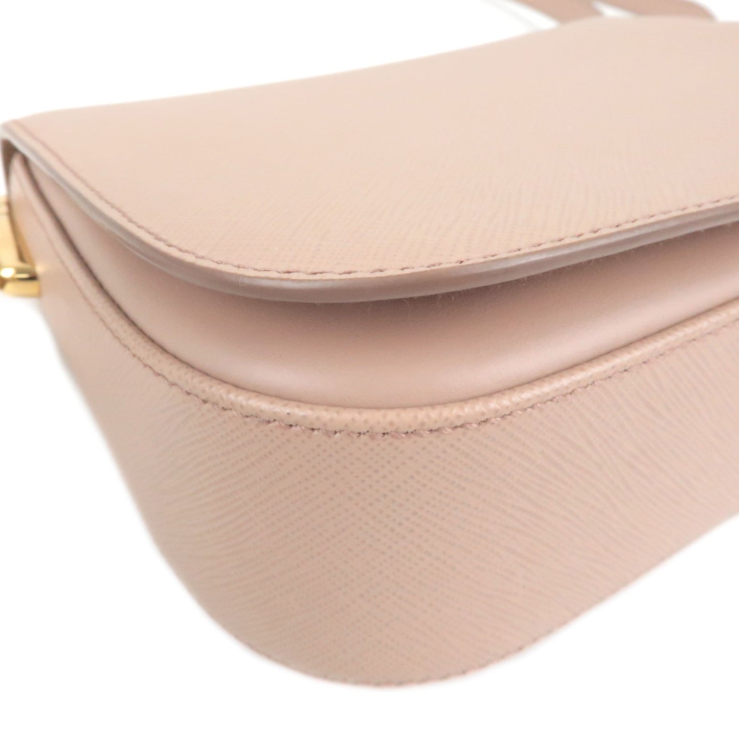 PRADA Leather Emblem Shoulder Bag Purse 1BD217 PInk Beige 1BD217