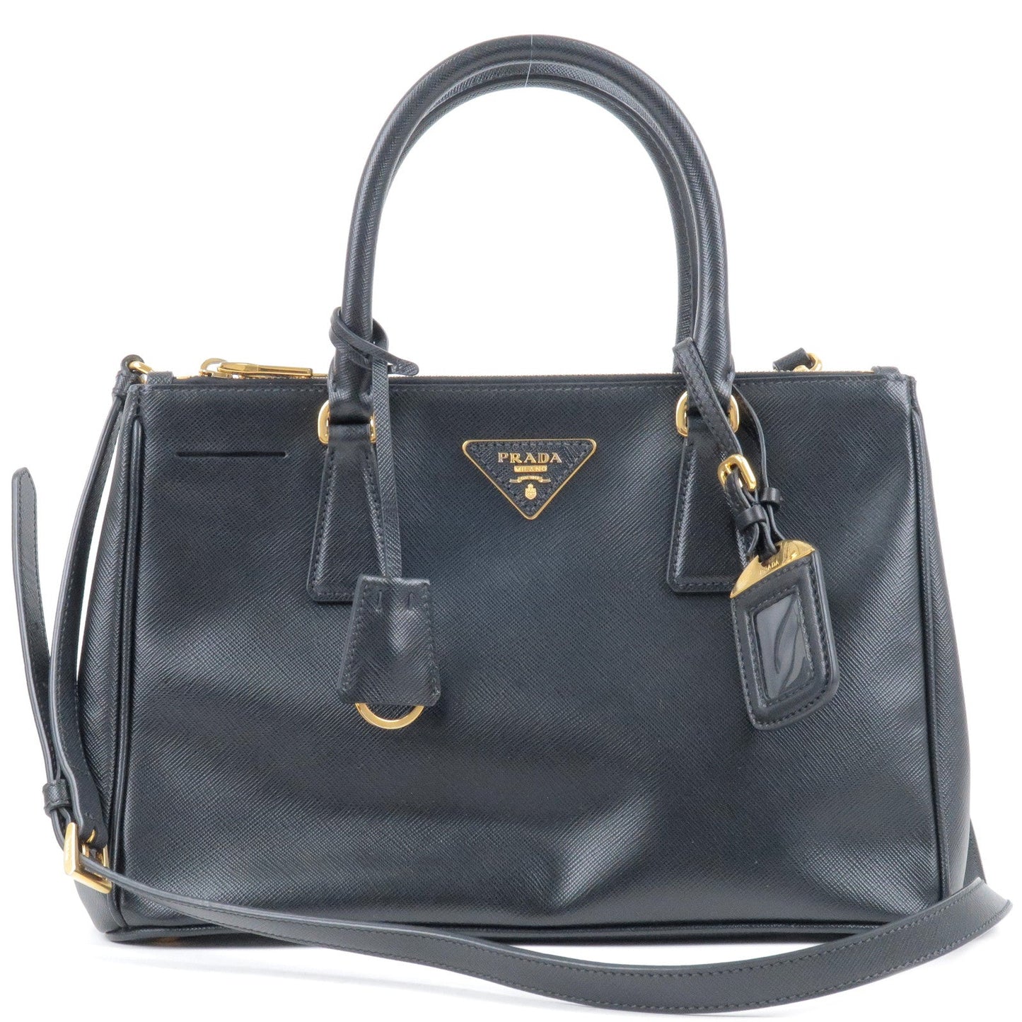 PRADA Leather 2Way Hand Bag Shoulder Bag NERO Black BN1801