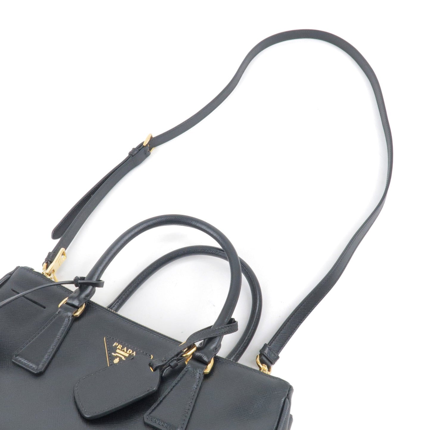 PRADA Leather 2Way Hand Bag Shoulder Bag NERO Black BN1801