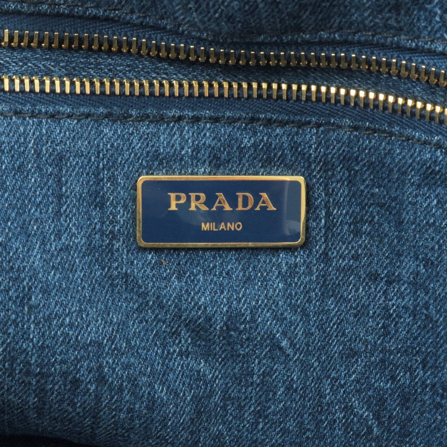 PRADA Logo Canapa Denim Tote Bag Hand Bag Blue B1877B