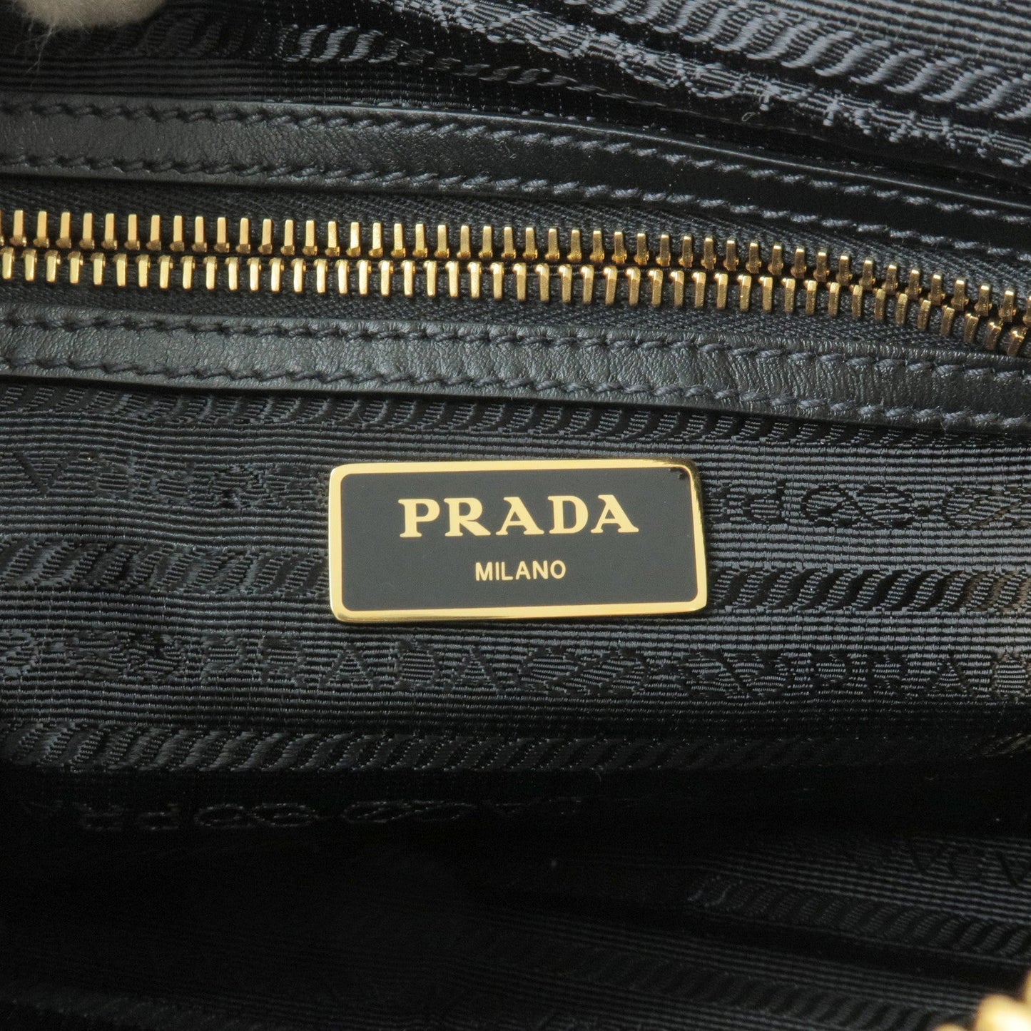 PRADA Logo Nylon Leather Shoulder Bag NERO Black 1BH089