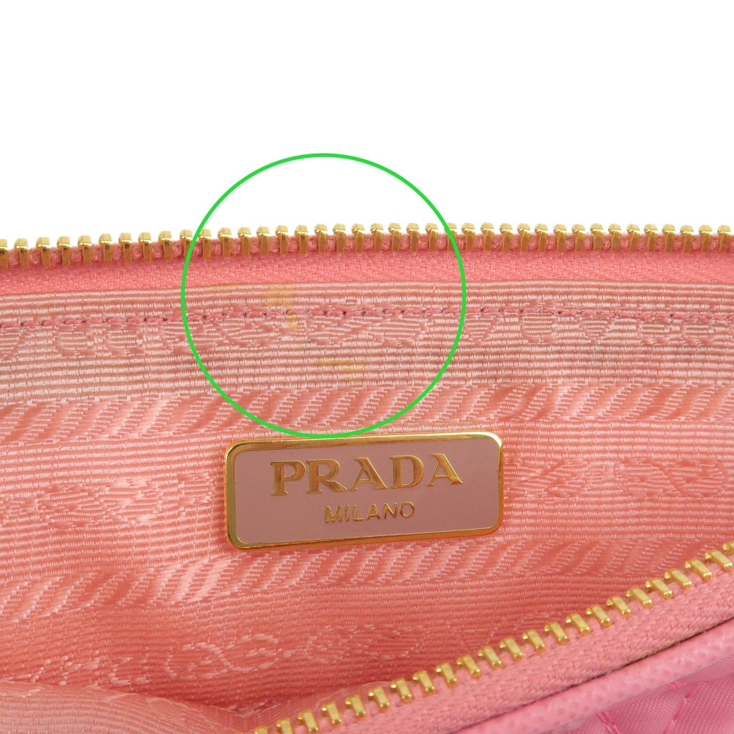 PRADA Logo Nylon Leather Chain Shoulder Bag Pink 1M1283