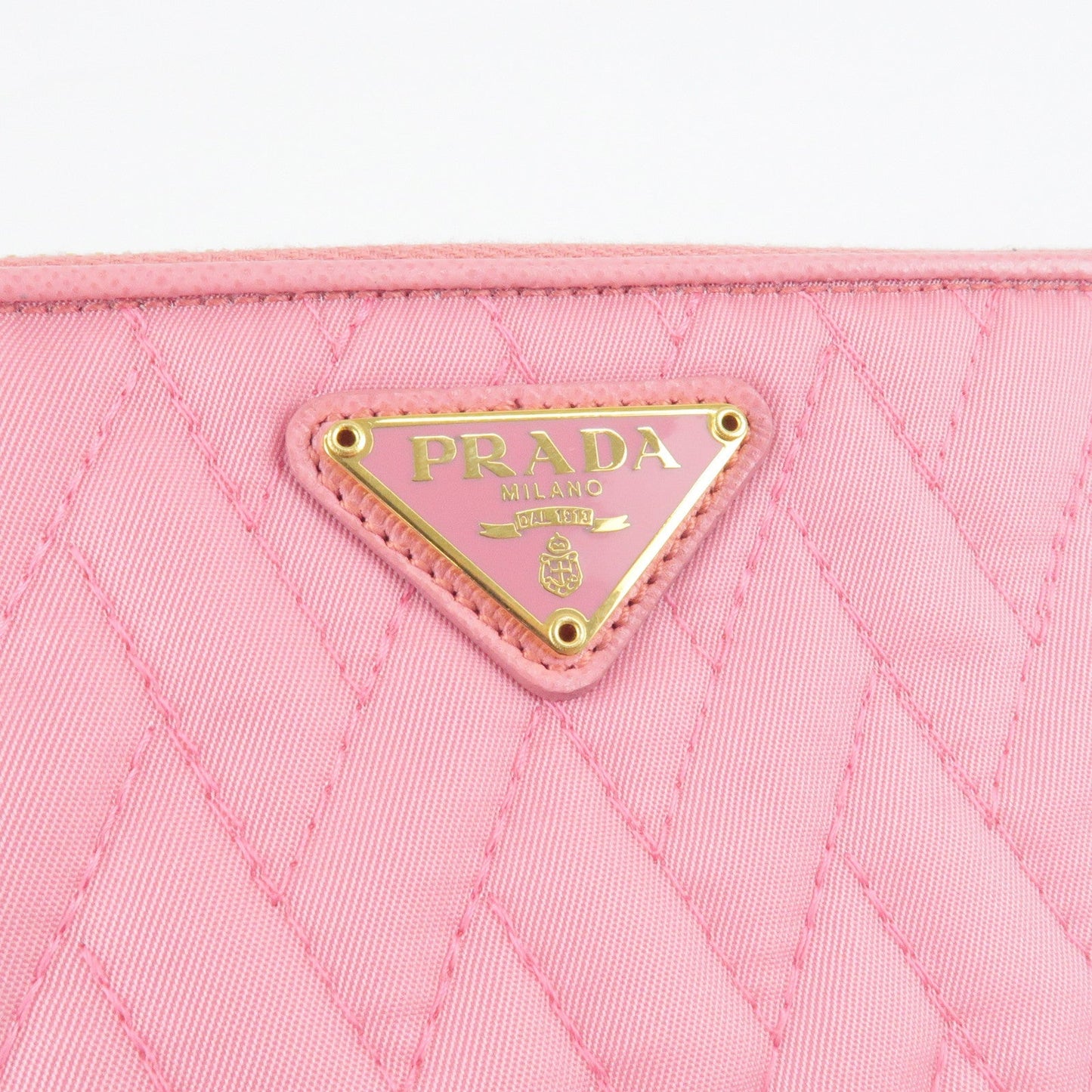 PRADA Logo Nylon Leather Chain Shoulder Bag Pink 1M1283