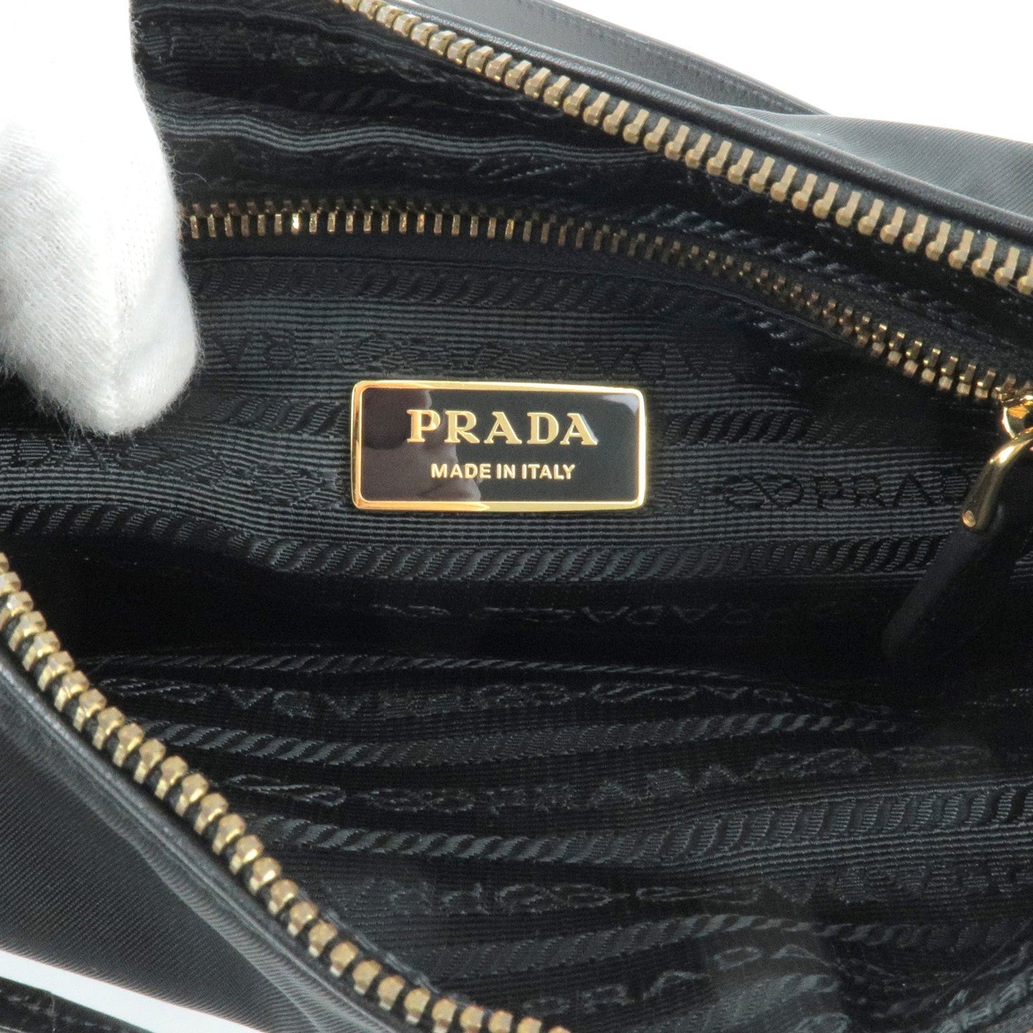 PRADA Logo Nylon Leather Shoulder Bag NERO Black BT0711