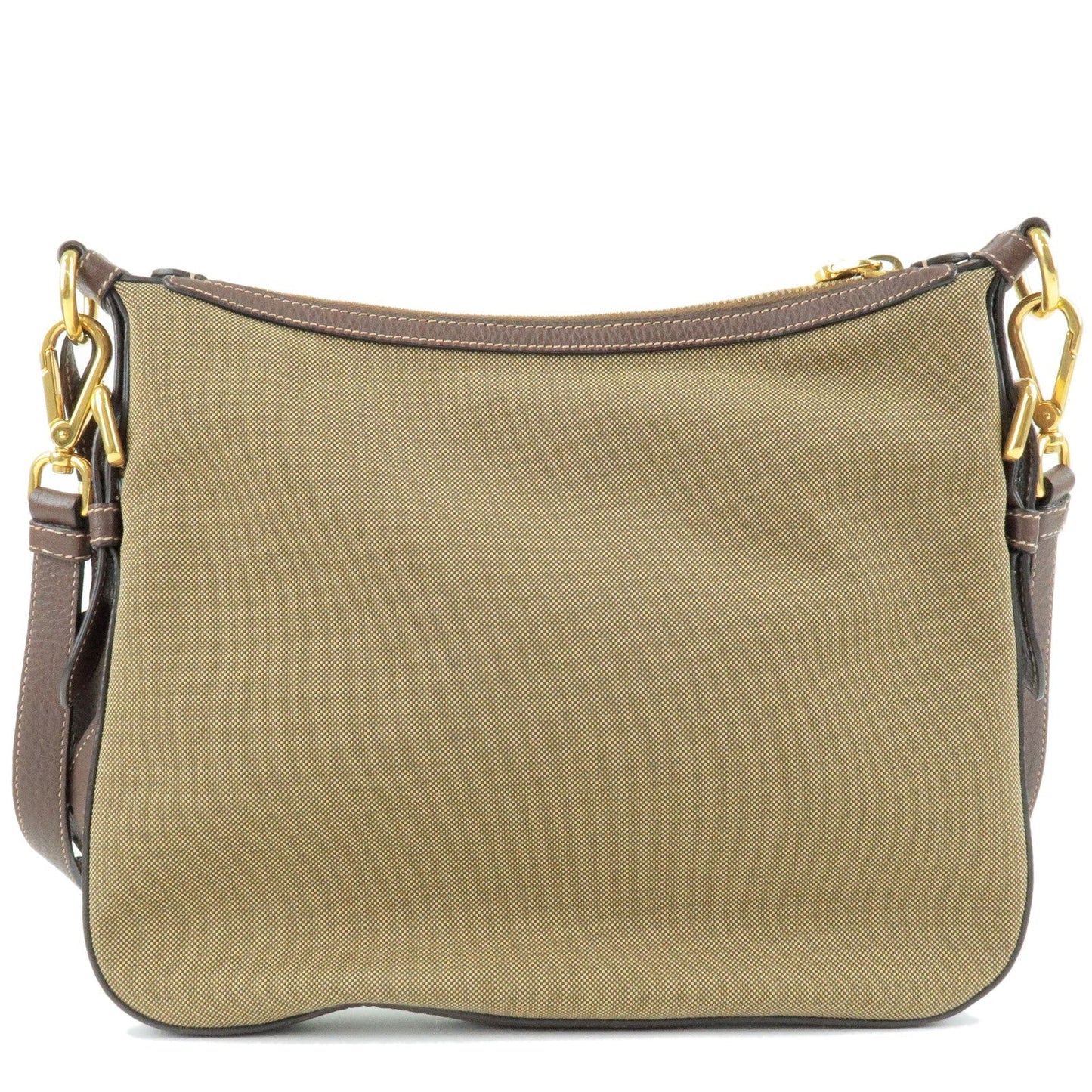 PRADA Nylon Jaquard Leather Shoulder Bag Beige Brown BT0706