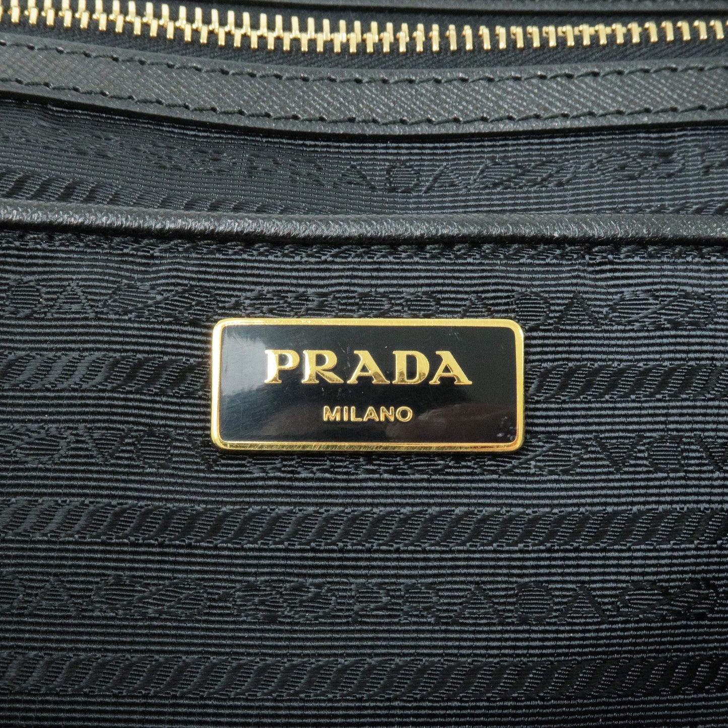 PRADA Logo Nylon Leather 2Way Bag Tote Bag NERO Black BR4253