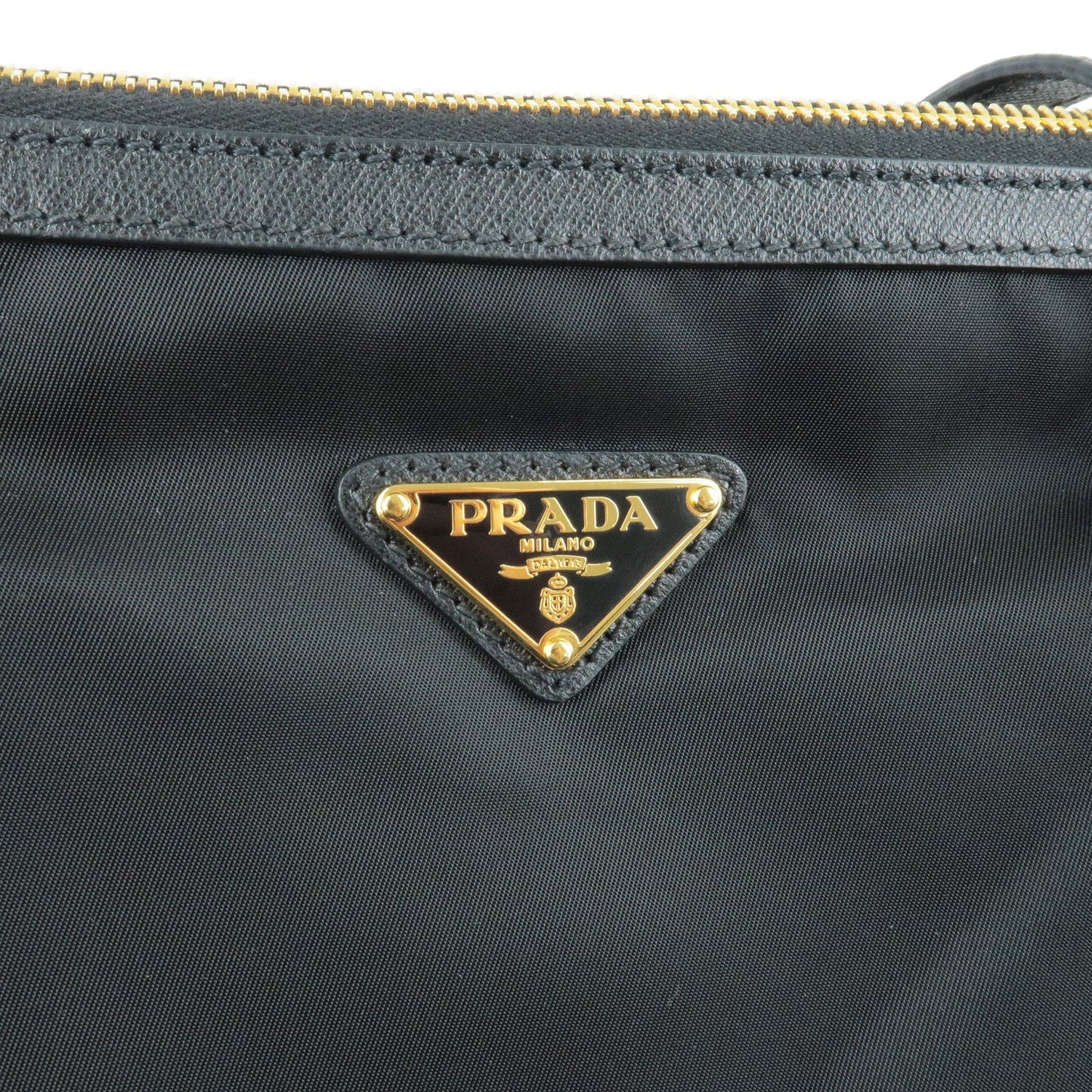 PRADA Logo Nylon Leather 2Way Bag Tote Bag NERO Black BR4253