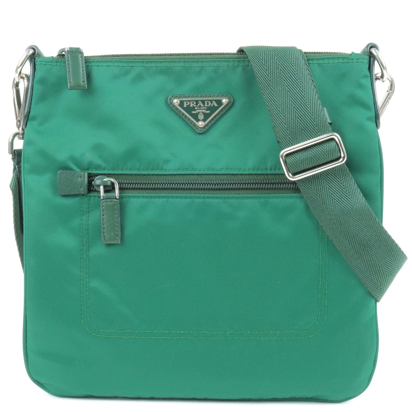 PRADA Logo Nylon Leather Shoulder Bag OLEANDRO Green BT0716