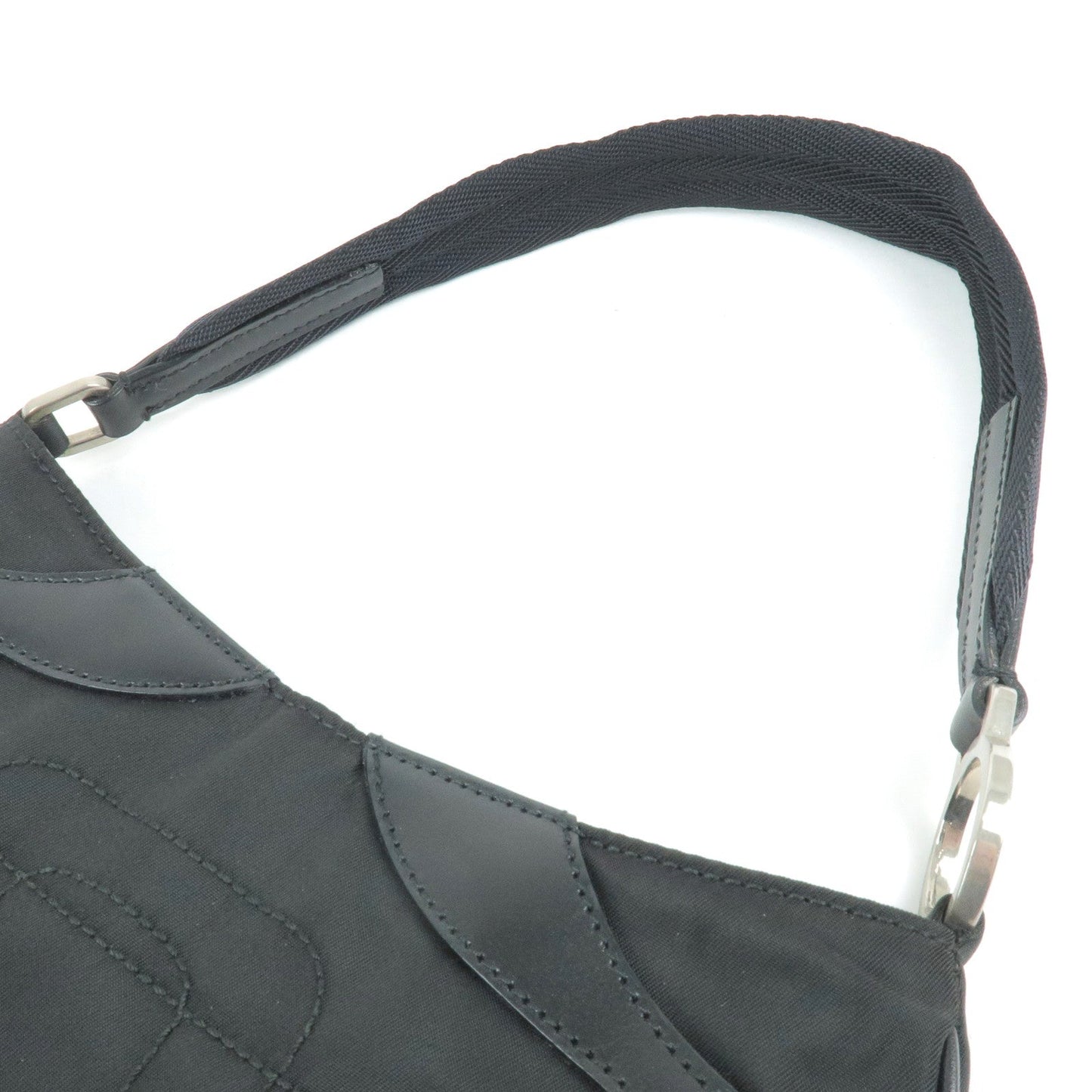 PRADA Nylon Leather Hand Bag Pouch NERO Black B10567