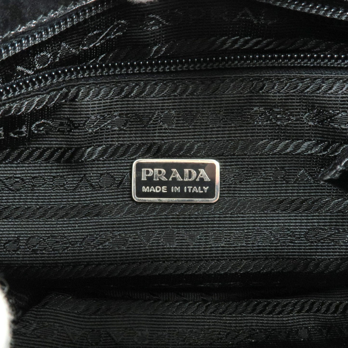 PRADA Nylon Leather Hand Bag Pouch NERO Black B10567