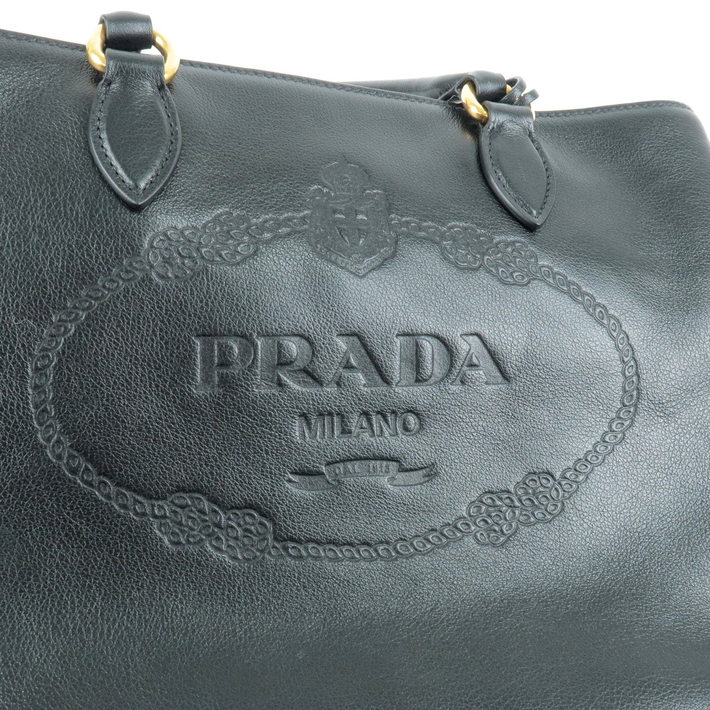 PRADA Leather 2Way Hand Bag Shoulder Bag NERO Black 1BA579