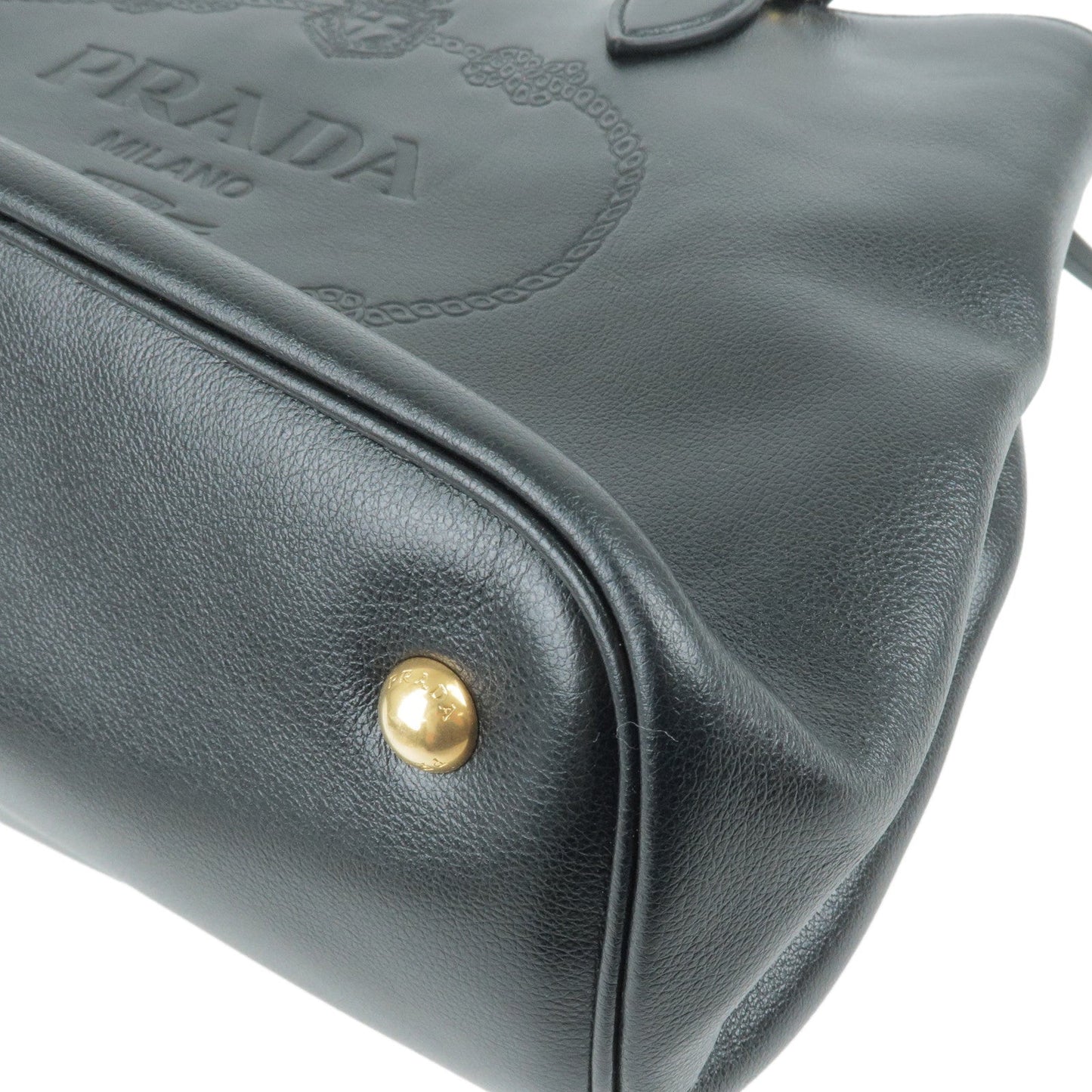 PRADA Leather 2Way Hand Bag Shoulder Bag NERO Black 1BA579