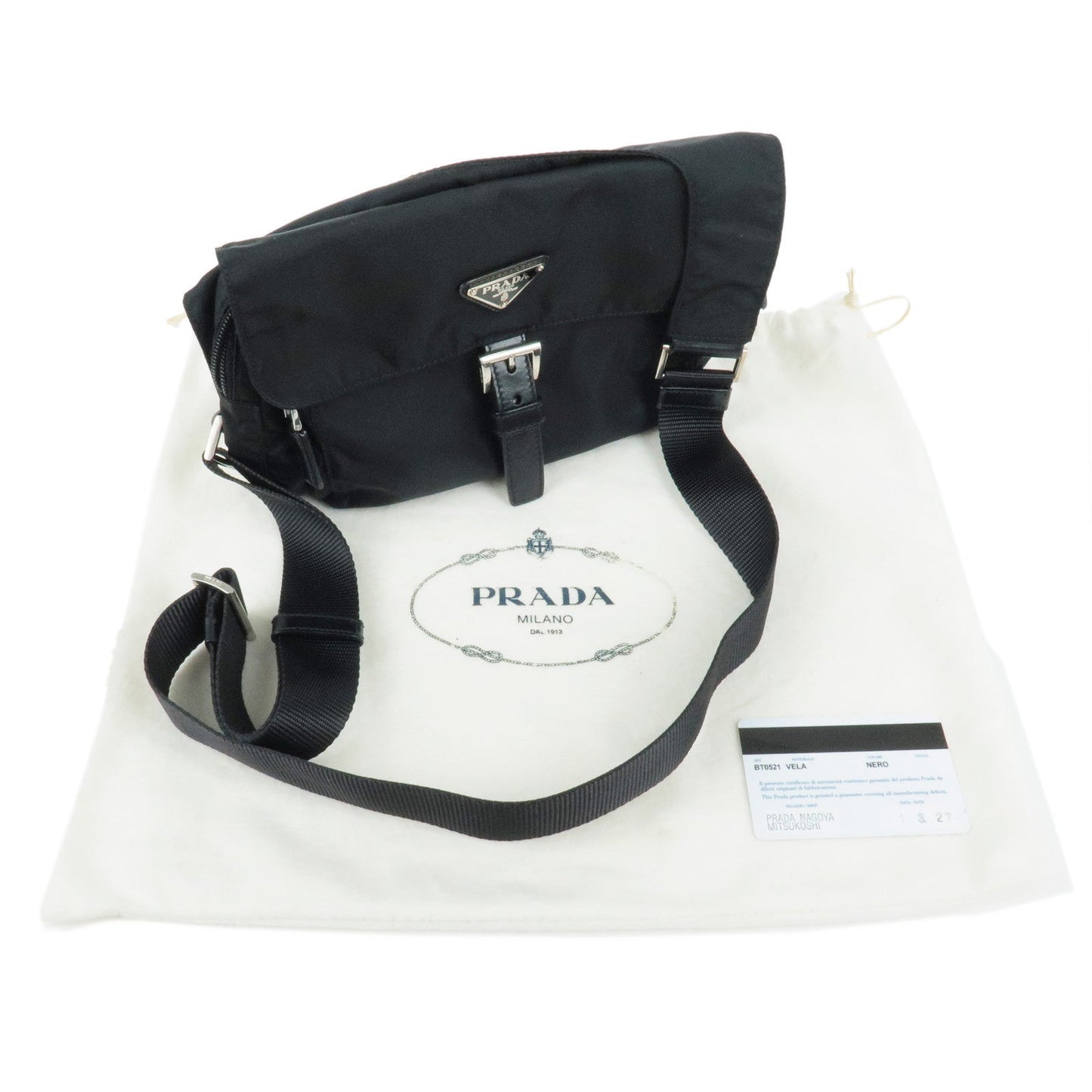 PRADA Logo Nylon Leather Shoulder Bag NERO Black BT0521