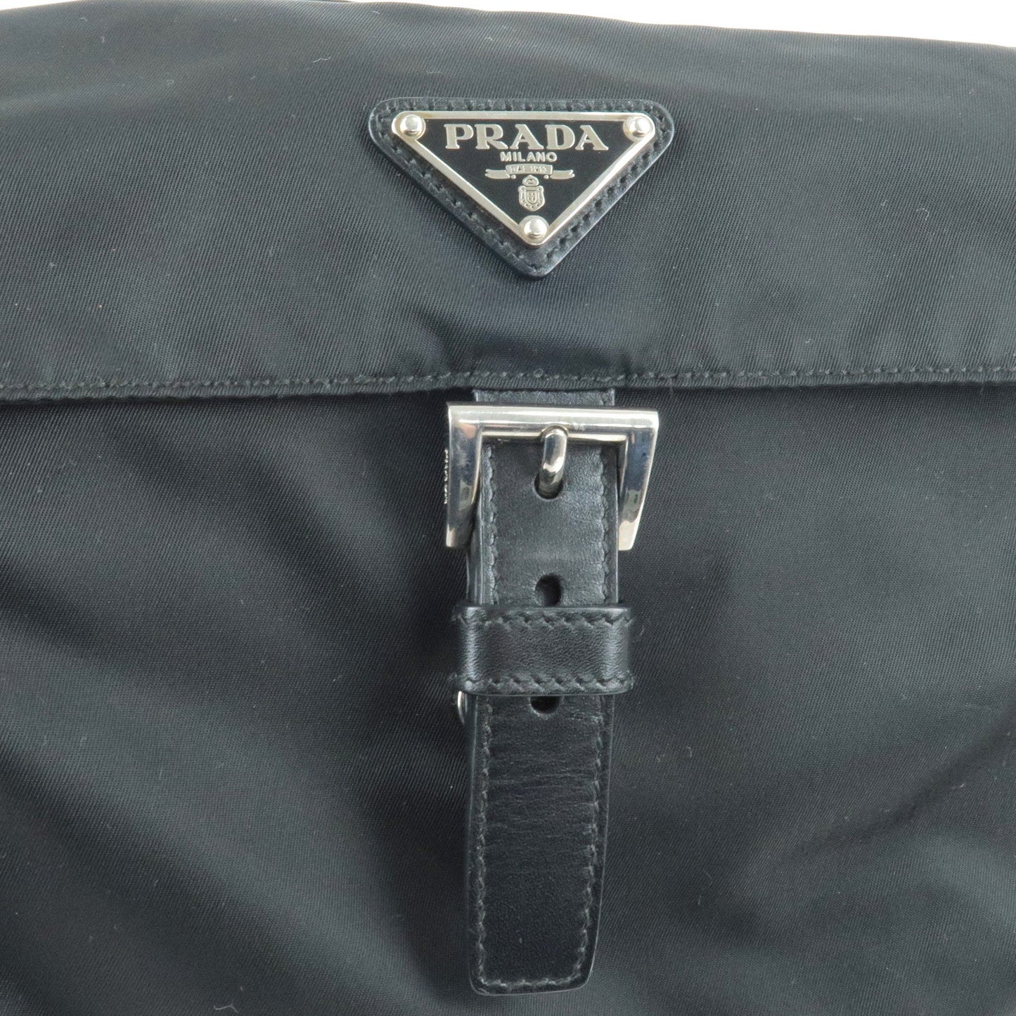 PRADA Logo Nylon Leather Shoulder Bag NERO Black BT0521