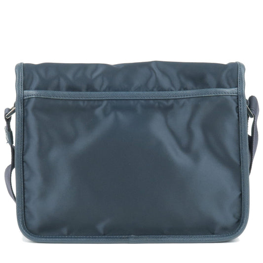 PRADA Logo Nylon Leather Shoulder Bag Navy Bleu 2VD769