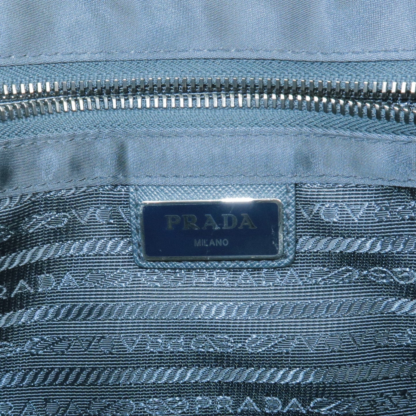 PRADA Logo Nylon Leather Shoulder Bag Navy Bleu 2VD769