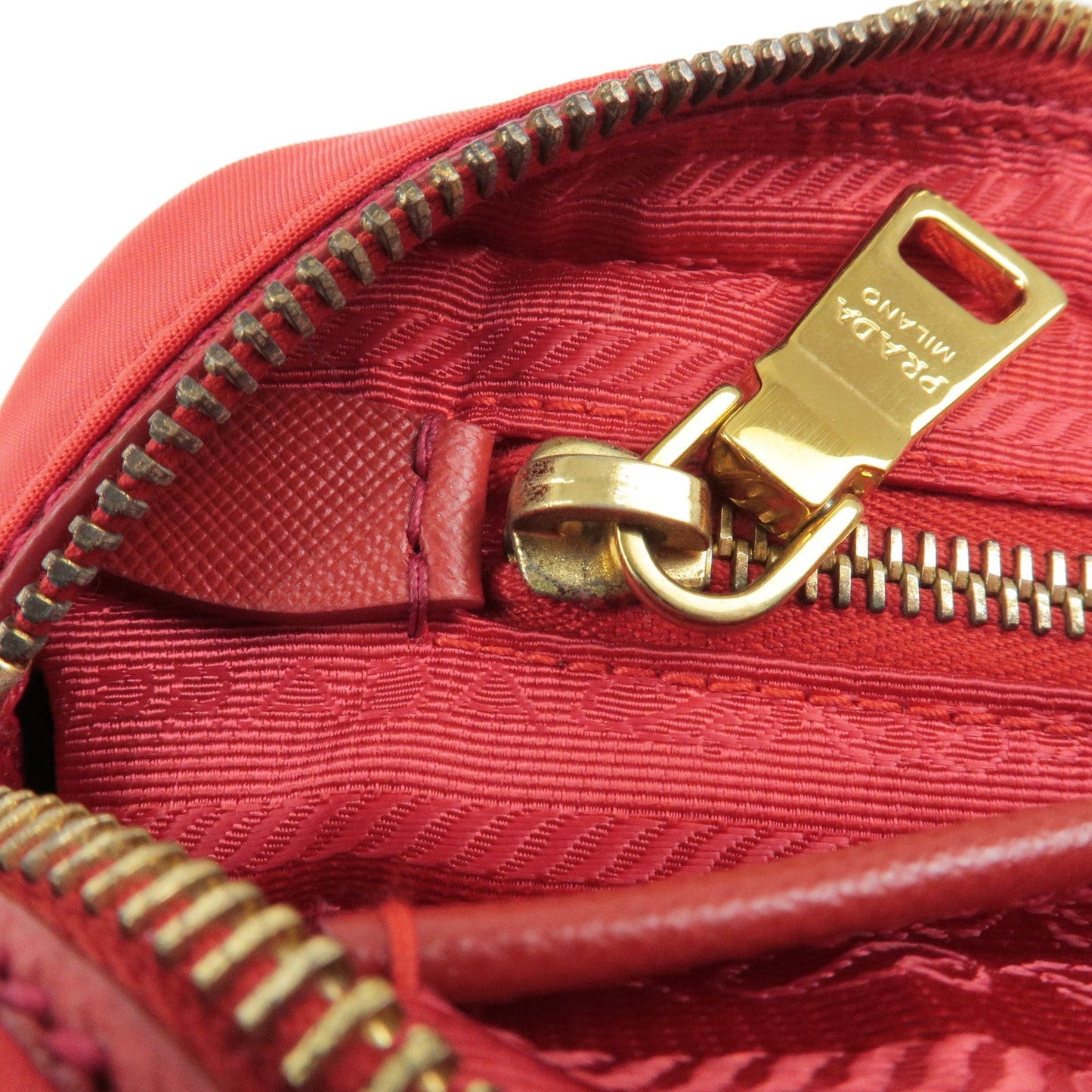 PRADA Logo Nylon Leather Shoulder Bag ROSSO Red BT0773