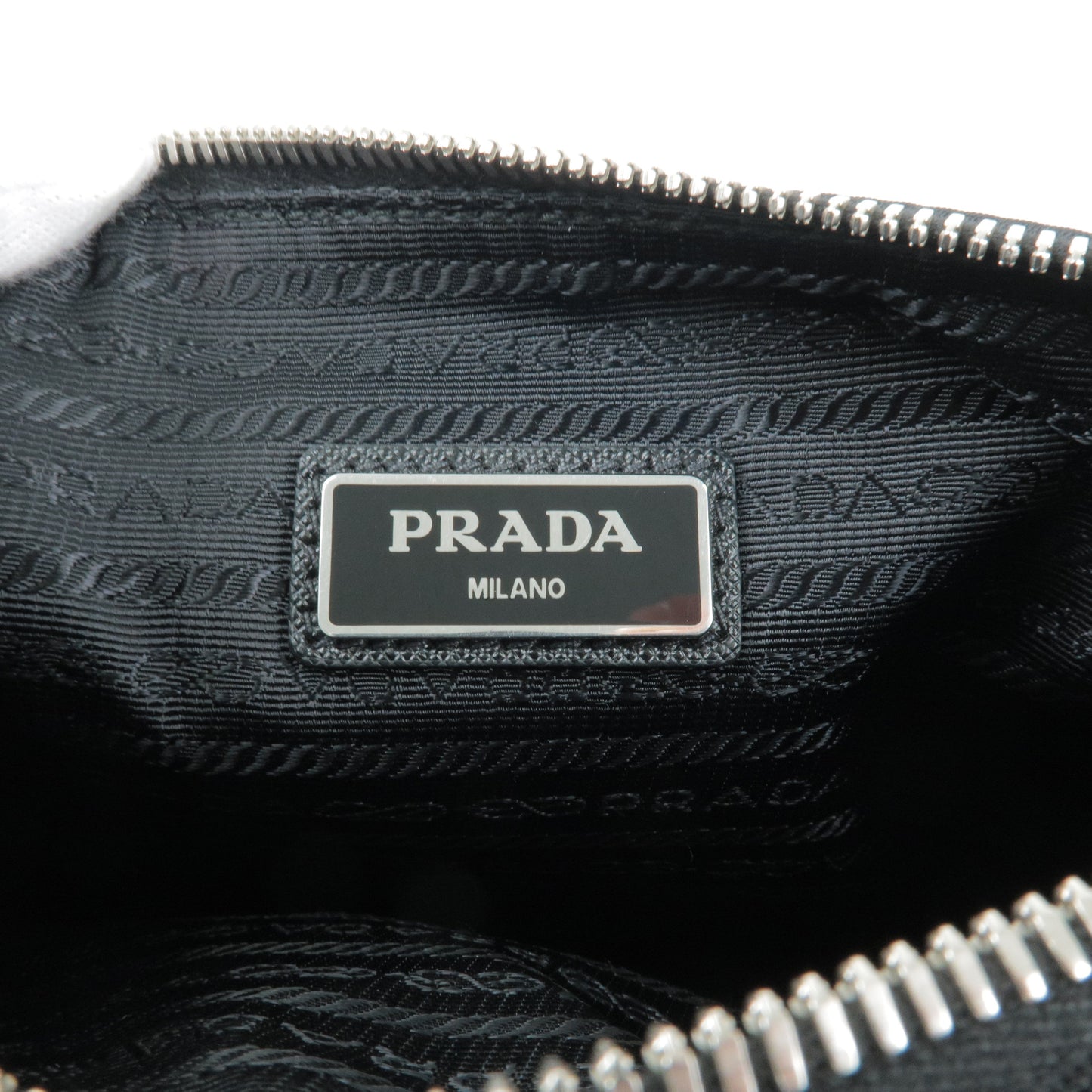 PRADA Logo Nylon Leather Shoulder Bag Black Yellow 2VH113