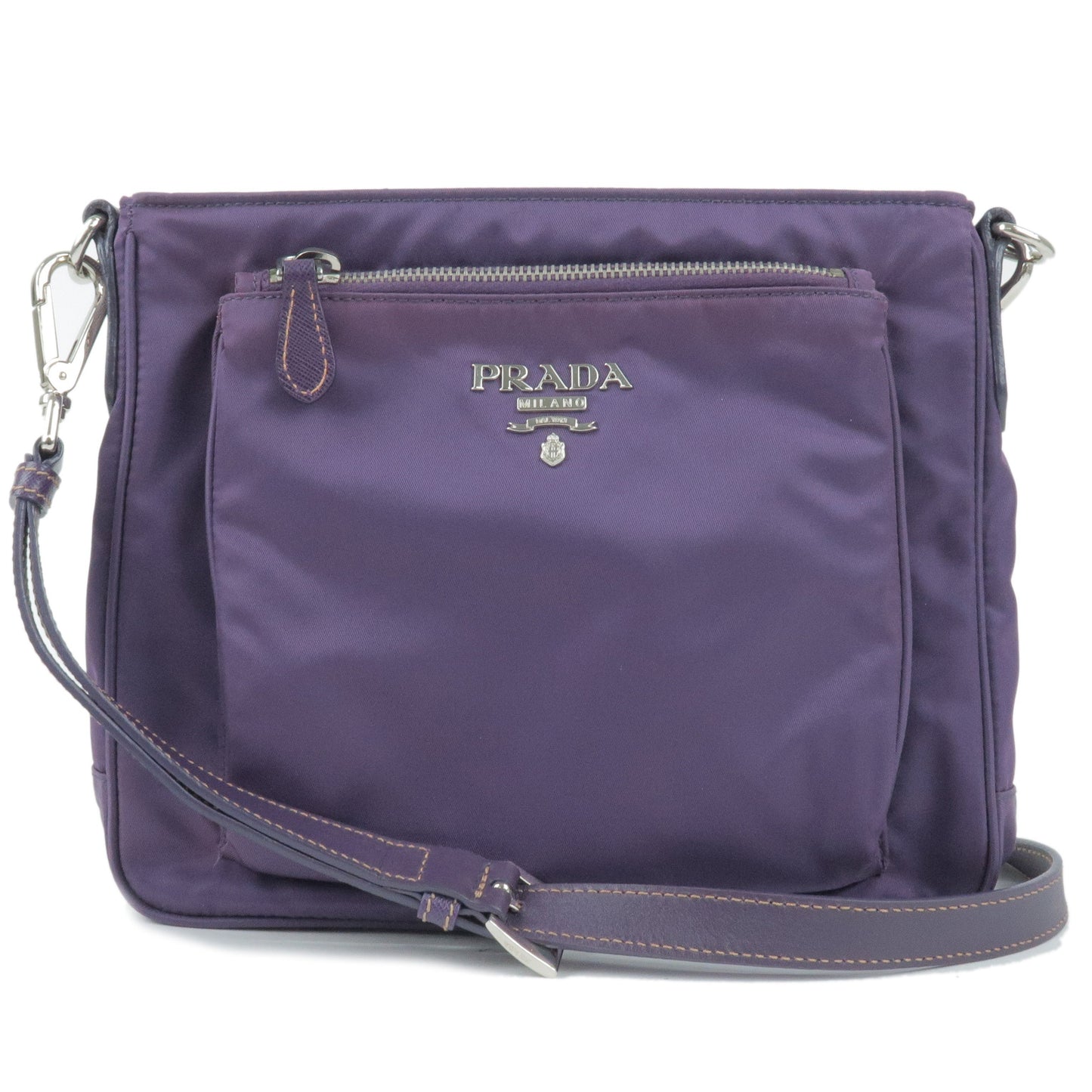 PRADA Logo Nylon Leather Shoulder Bag VIOLA Purple BT0693