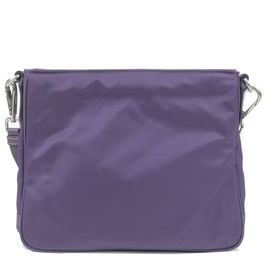 PRADA Logo Nylon Leather Shoulder Bag VIOLA Purple BT0693