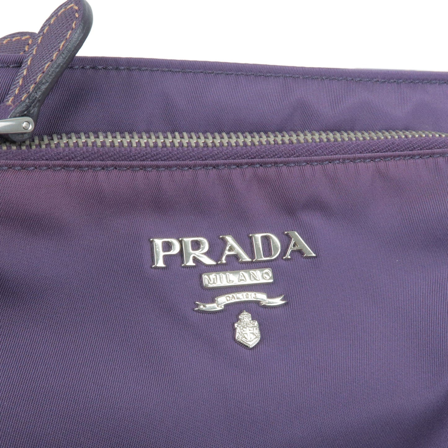 PRADA Logo Nylon Leather Shoulder Bag VIOLA Purple BT0693