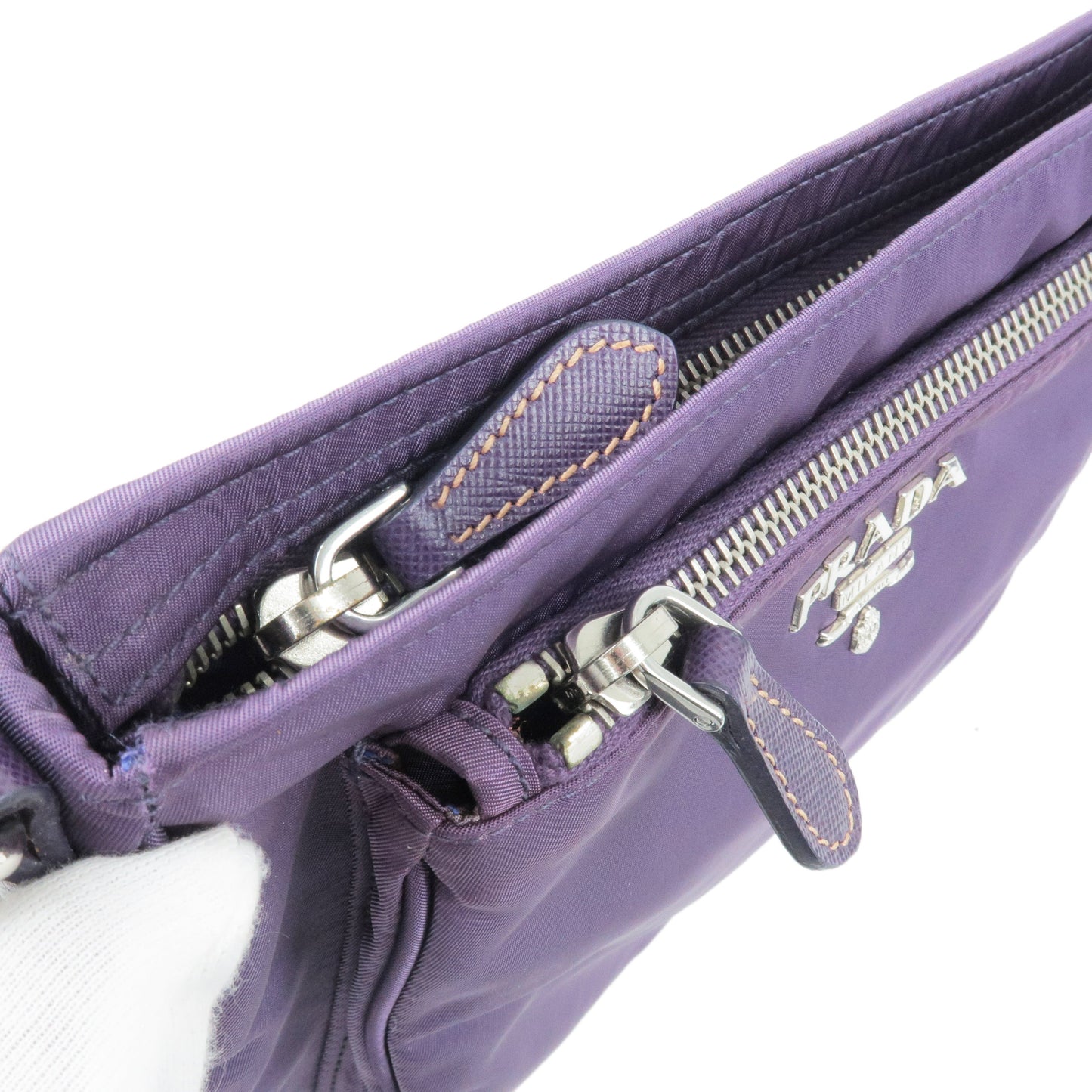 PRADA Logo Nylon Leather Shoulder Bag VIOLA Purple BT0693