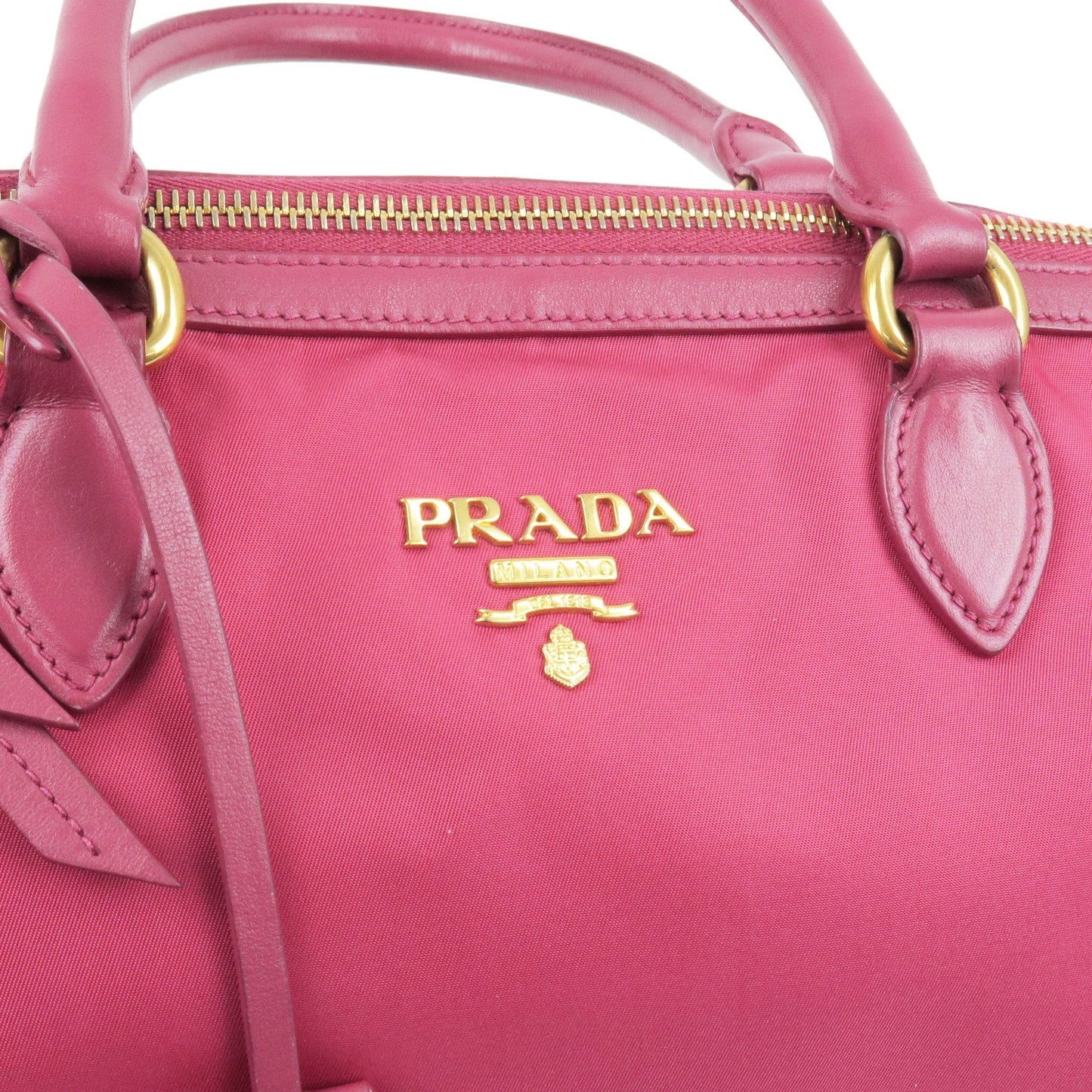 PRADA Nylon Leather 2Way Bag Hand Bag Shoulder Bag IBISCO 1BA104