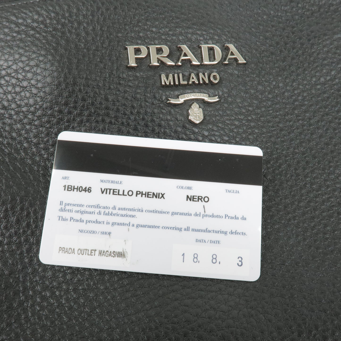 PRADA Logo Leather Shoulder Bag Silver Hardware Black 1BH046