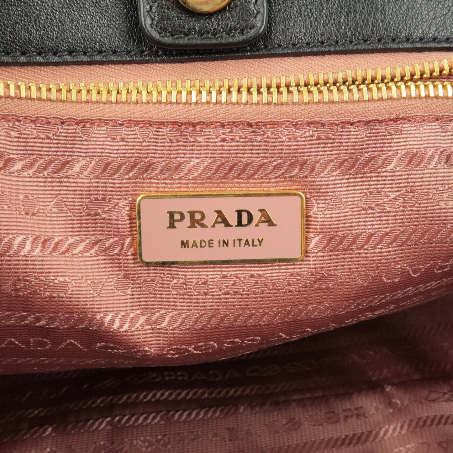 PRADA Logo Nylon Leather Ribbon Tote Bag Black NERO BN1601