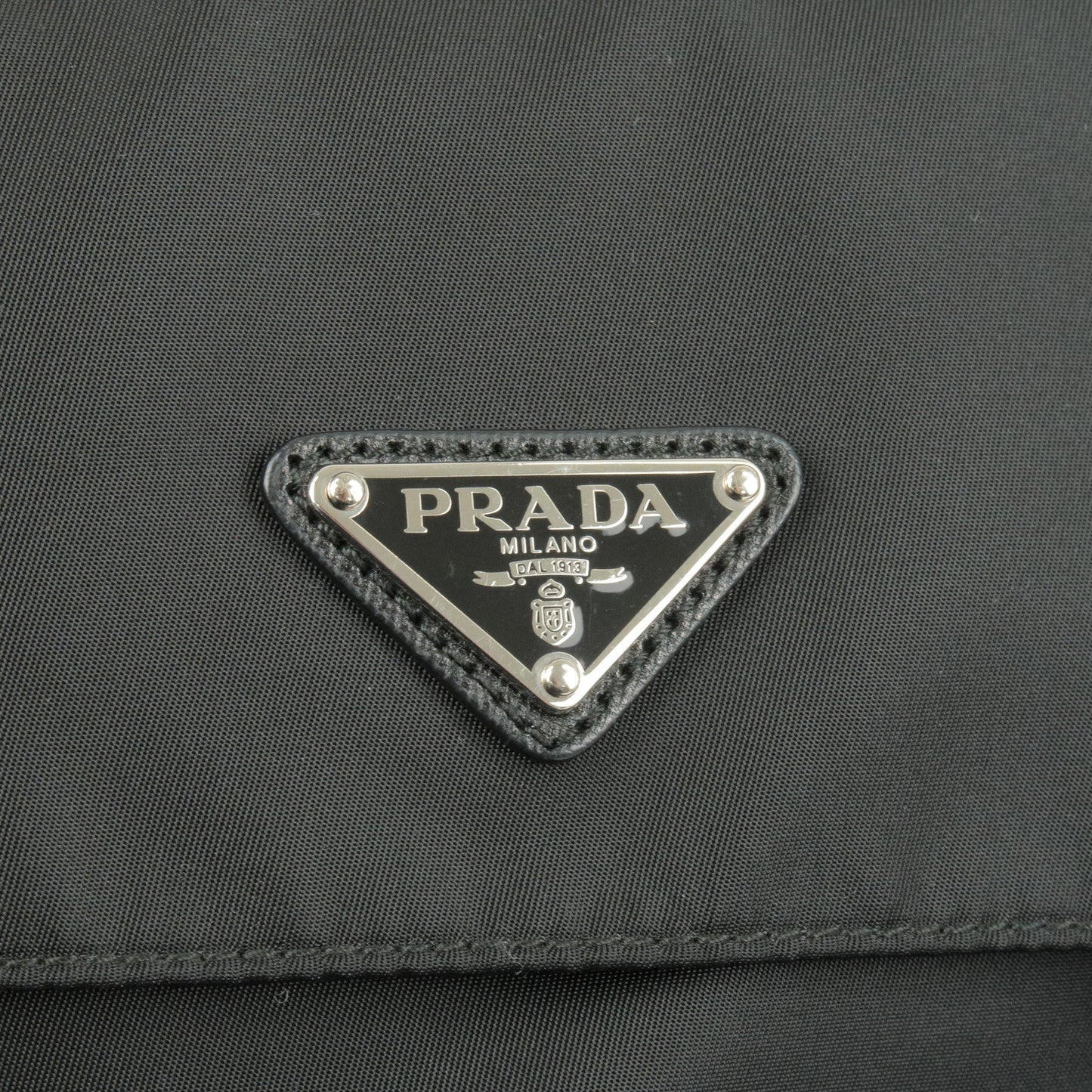 PRADA Logo Nylon Leather Shoulder Bag NERO Black BT6671