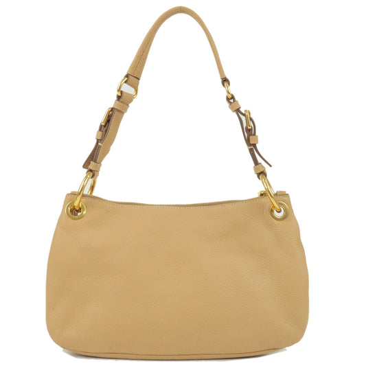 PRADA Leather Shoulder Bag Hand Bag Beige BR4894