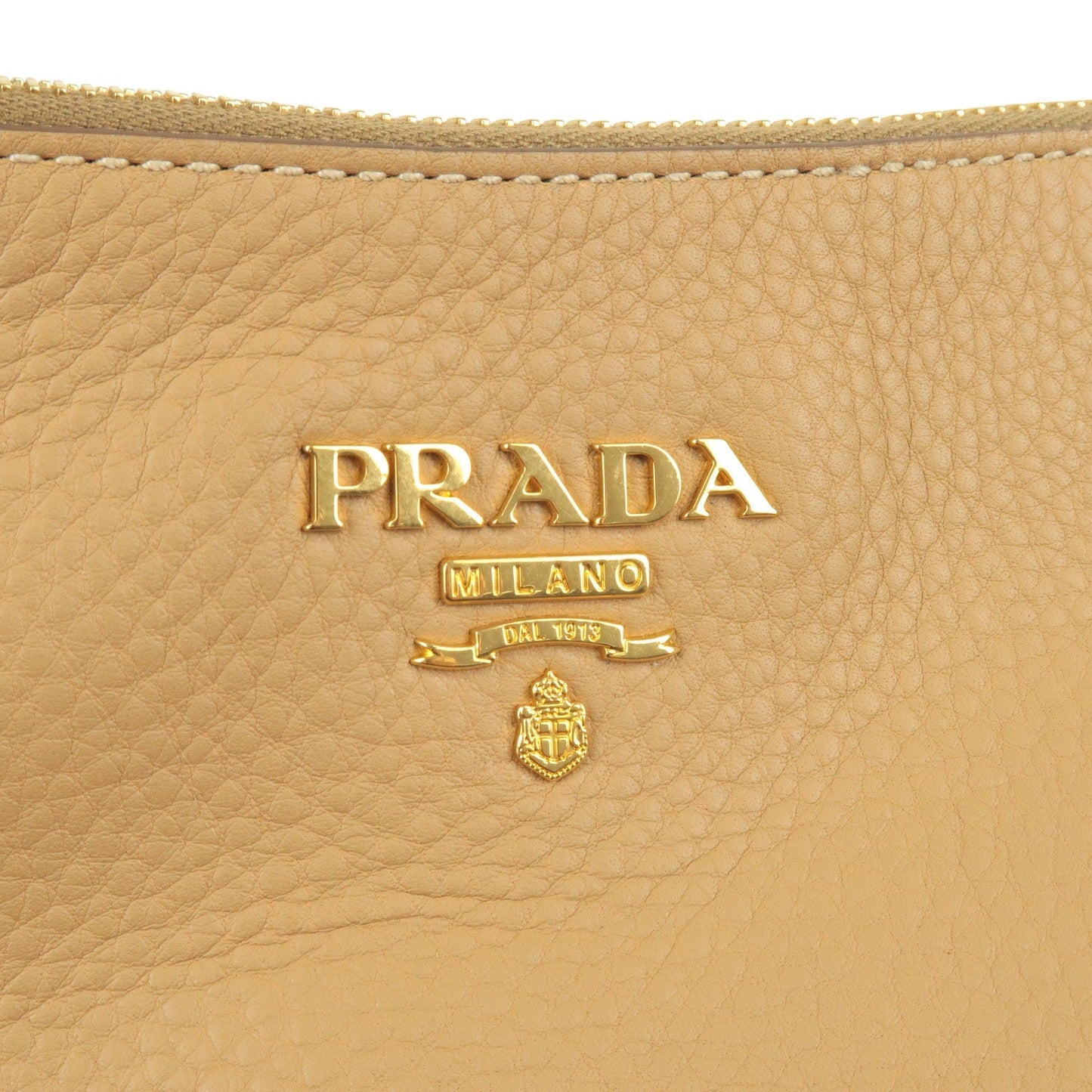 PRADA Leather Shoulder Bag Hand Bag Beige BR4894