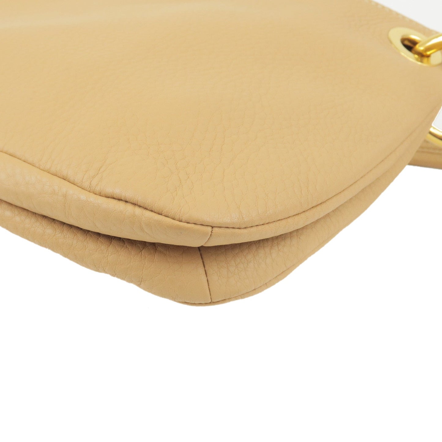 PRADA Leather Shoulder Bag Hand Bag Beige BR4894