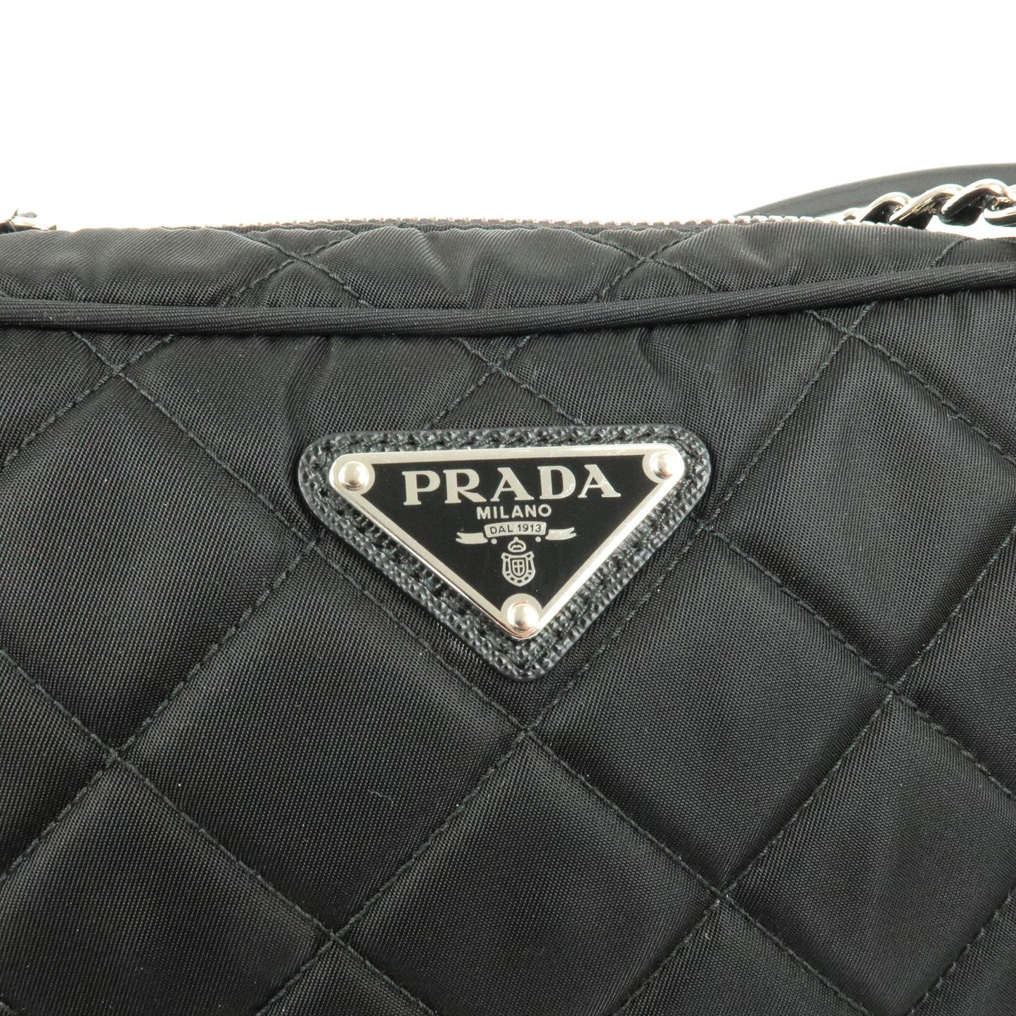 PRADA Logo Nylon Leather 2Way Bag Hand Bag NERO Black 1BH910