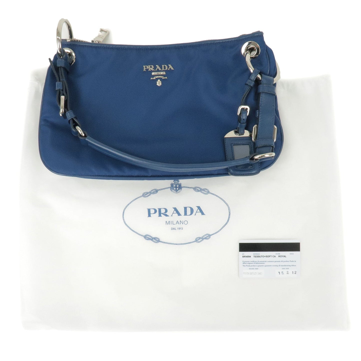 PRADA Logo Nylon Leather Shoulder Bag ROYAL Blue BR4894