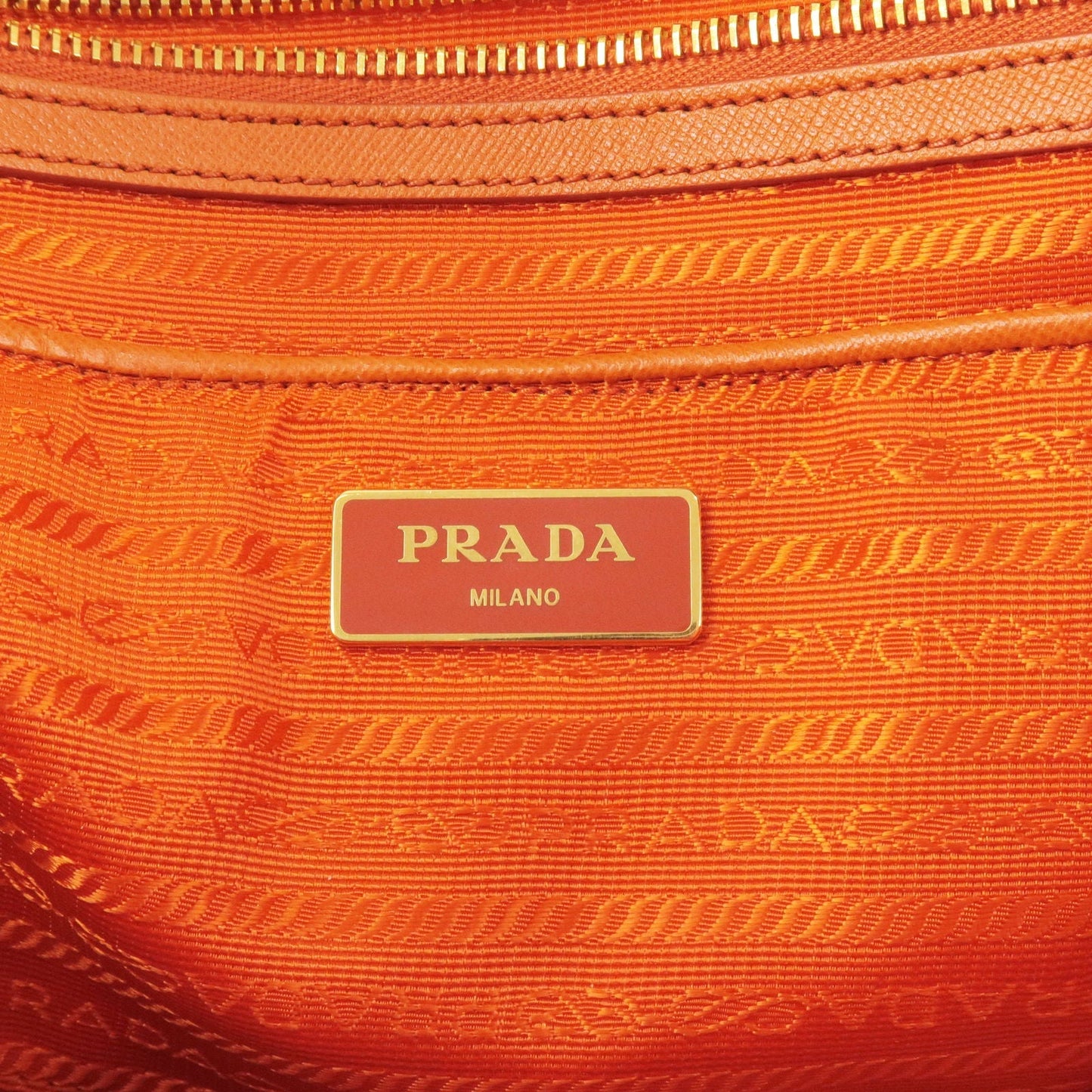 PRADA Logo Nylon Leather 2Way Bag Hand Bag Orange