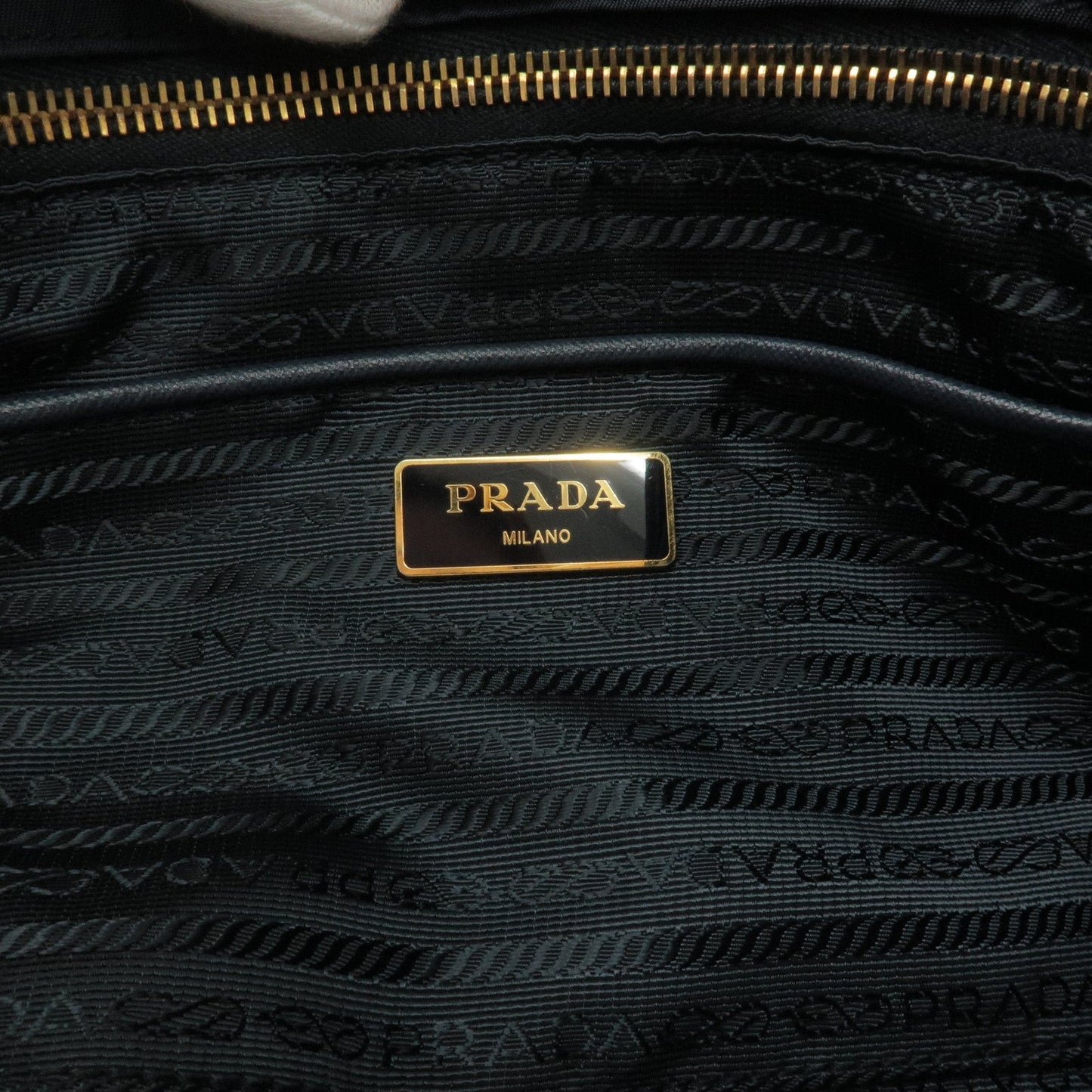 PRADA Logo Nylon Leather Tote Bag Shoulder Bag Navy BR4997