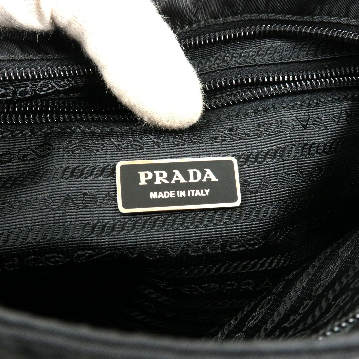 PRADA Logo Nylon Leather Shoulder Bag NERO Black VA0563