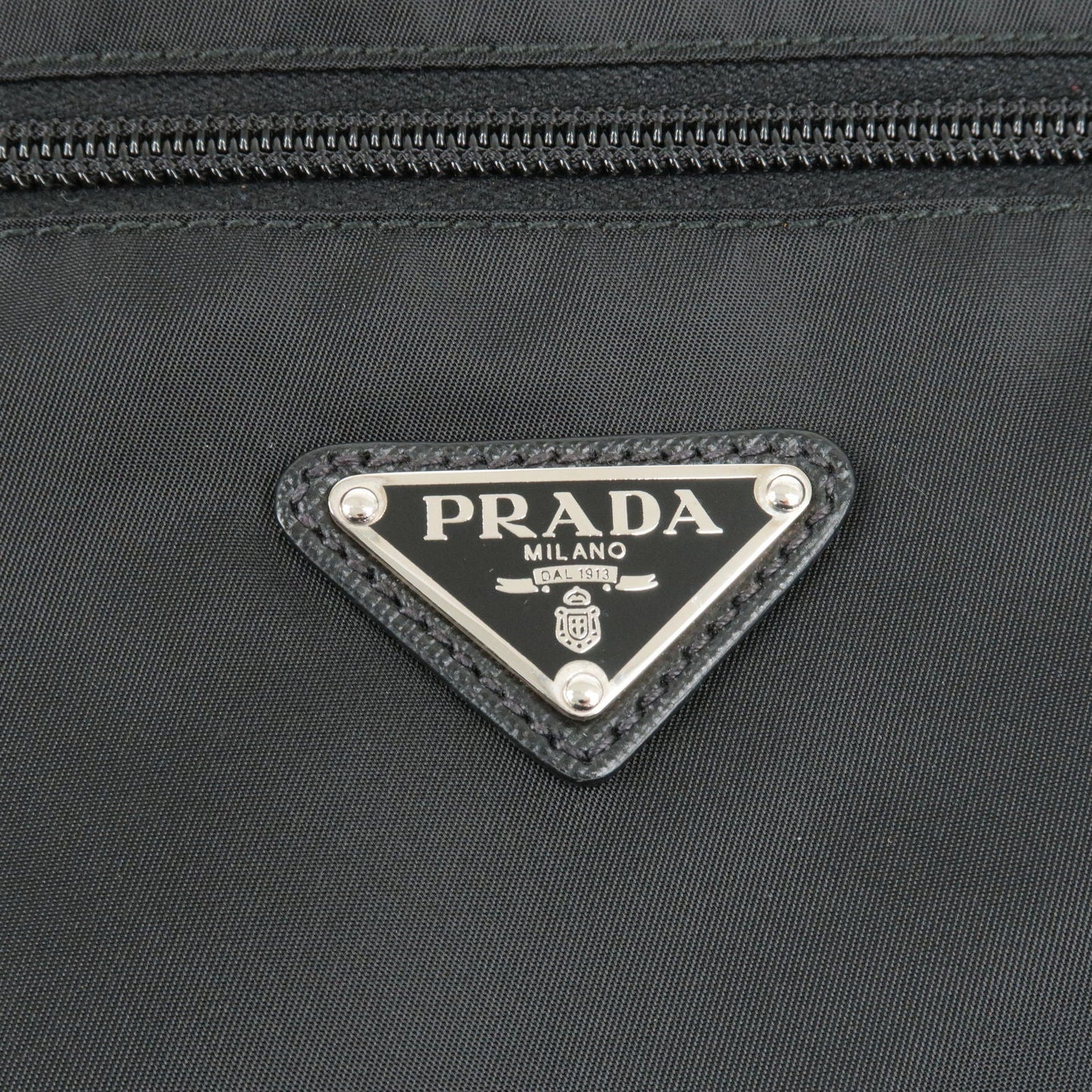 PRADA Logo Nylon Leather Shoulder Bag NERO Black VA0563